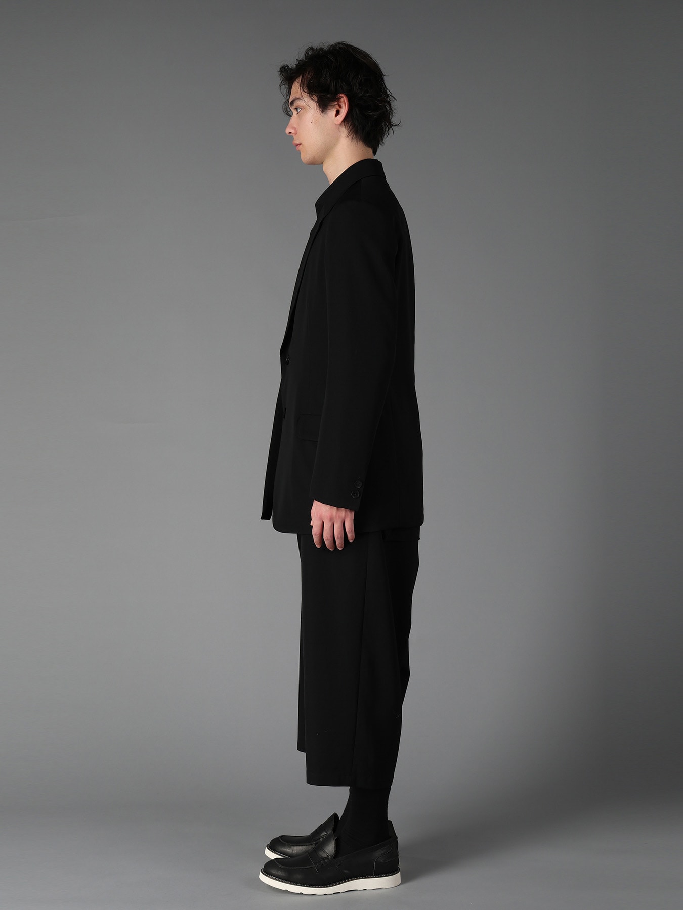 WOOL GABARDINE SIDE BELT JACKET