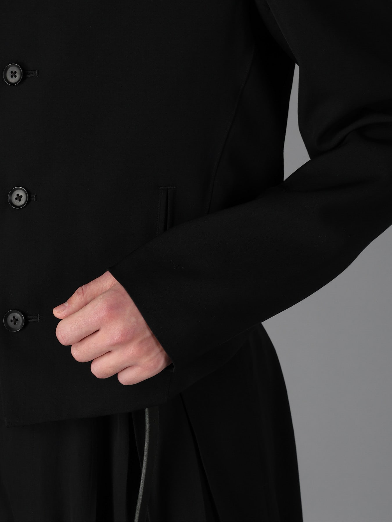 WOOL GABARDINE FRONT-DROP SHORT JACKET