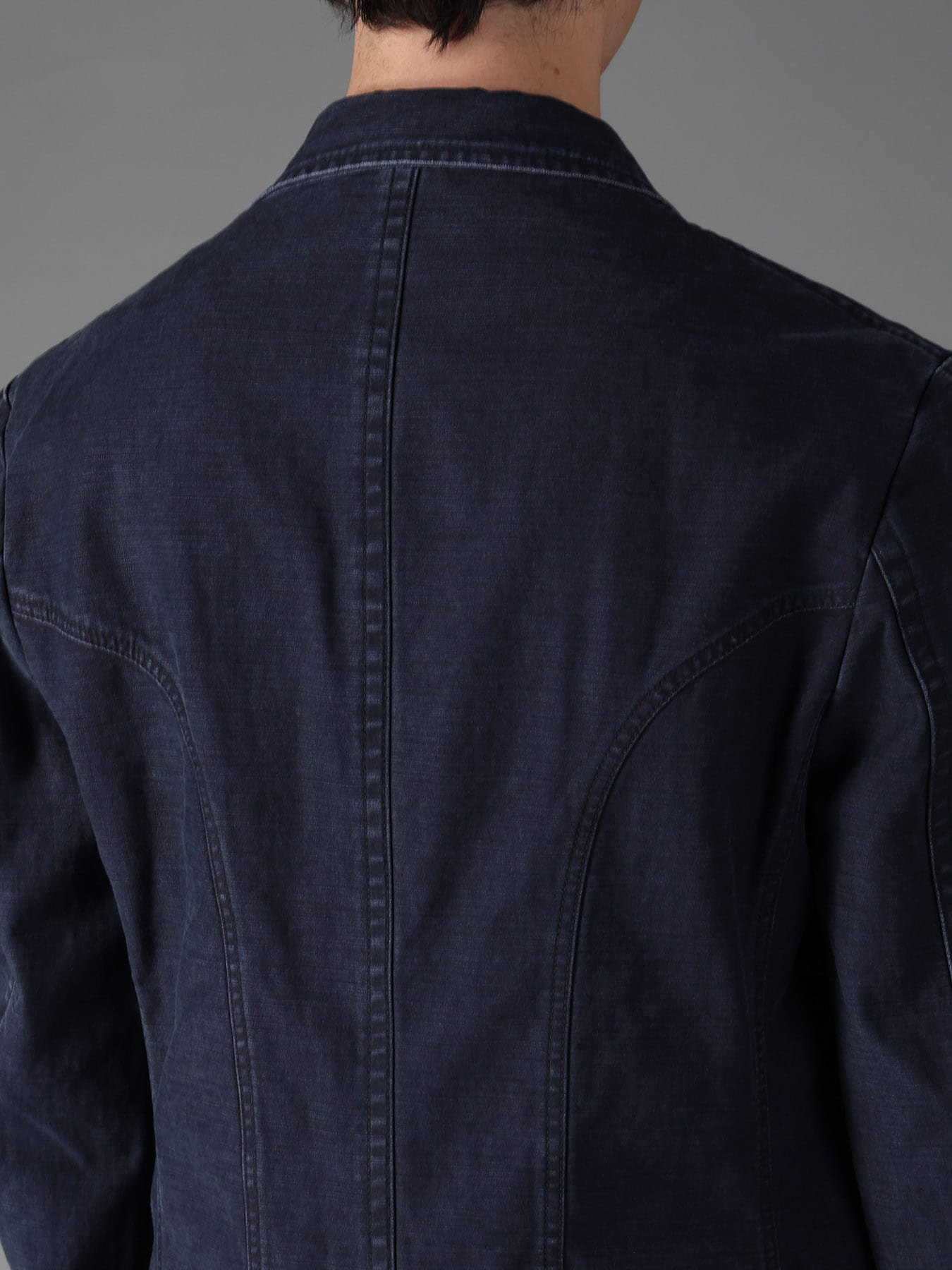 SULFUR DYED BACK SATIN PANEL ASYMMETRIC JACKET