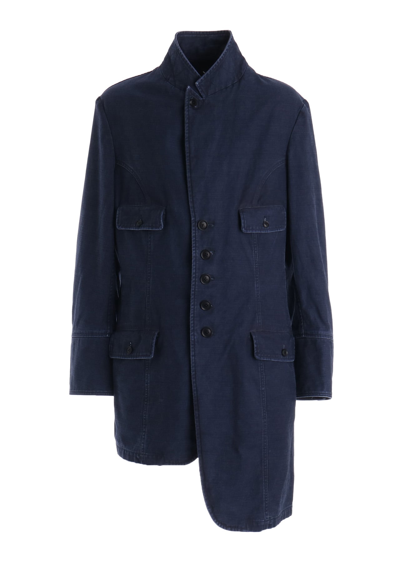 SULFUR DYED BACK SATIN PANEL ASYMMETRIC JACKET
