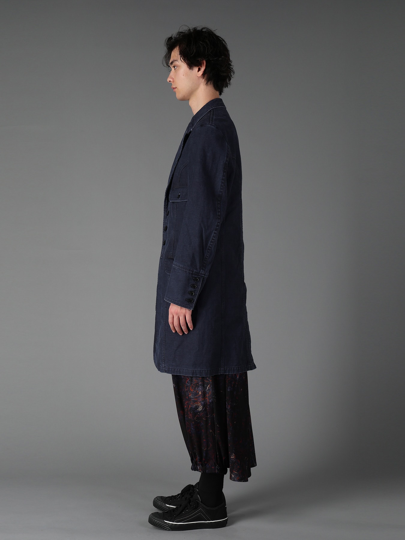 SULFUR DYED BACK SATIN PANEL ASYMMETRIC JACKET
