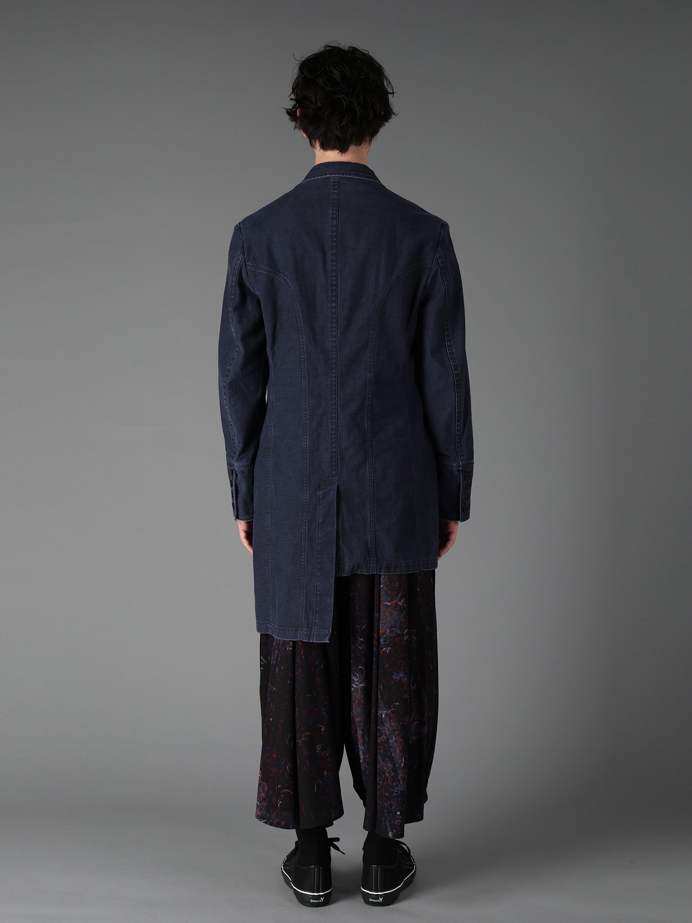 SULFUR DYED BACK SATIN PANEL ASYMMETRIC JACKET