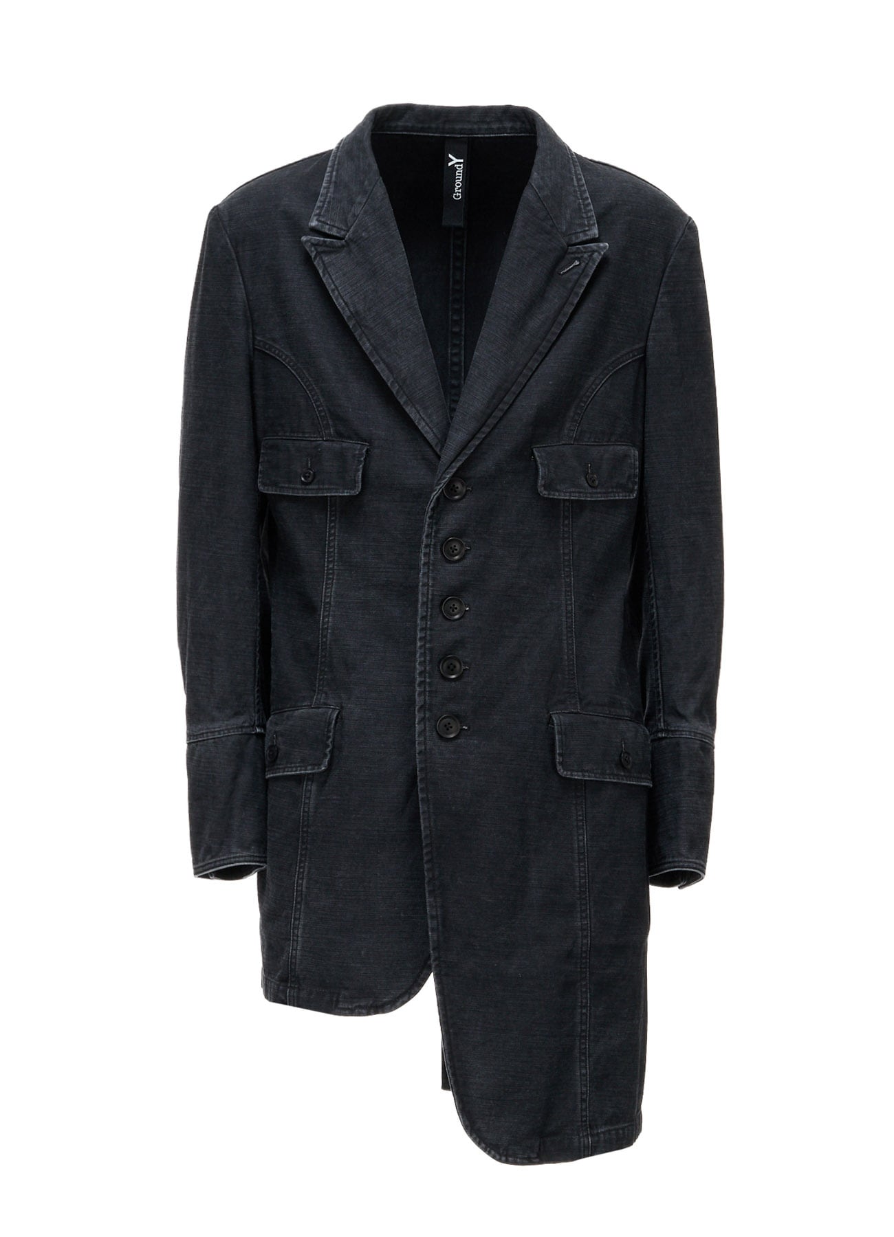 SULFUR DYED BACK SATIN PANEL ASYMMETRIC JACKET