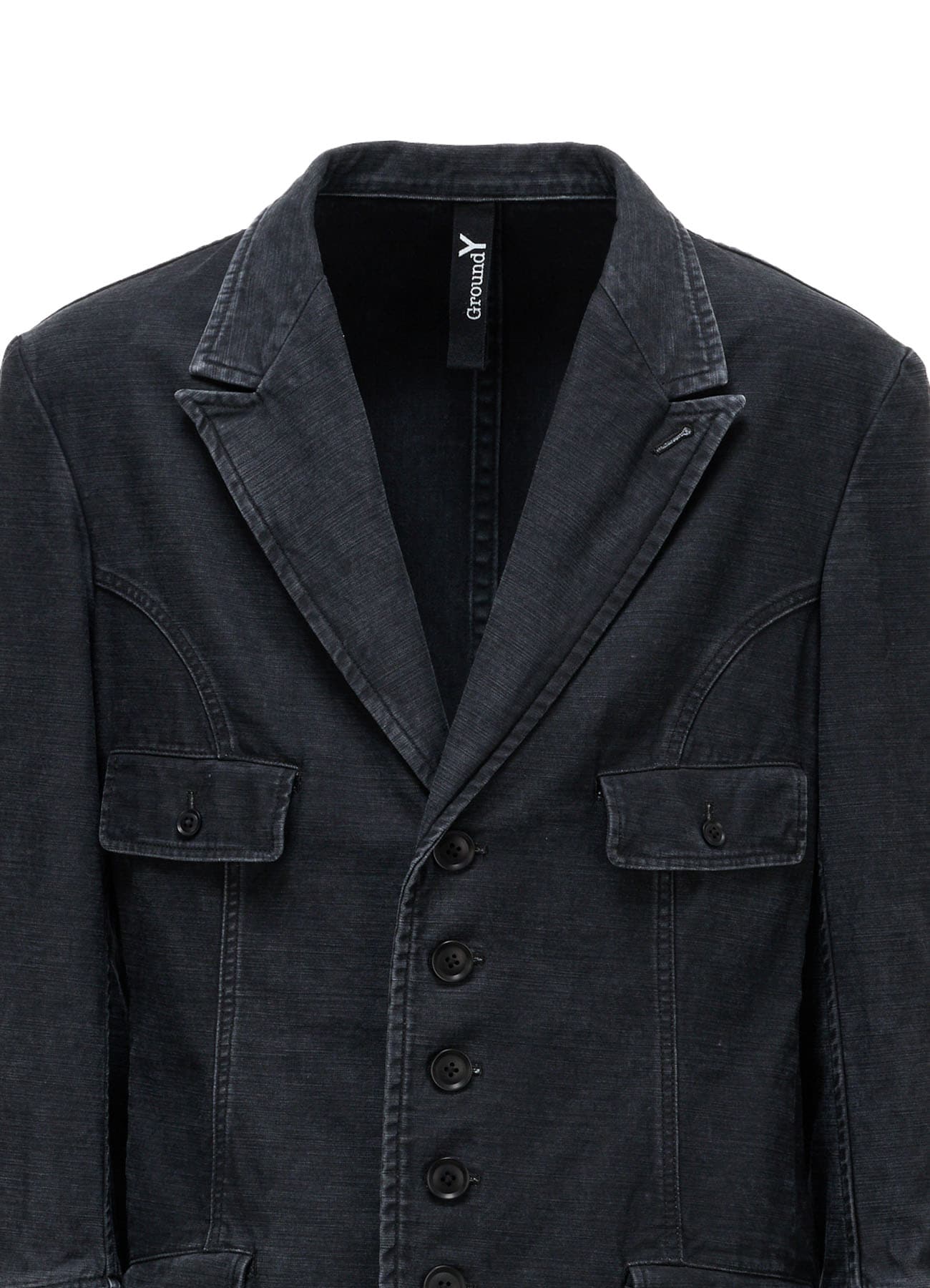 SULFUR DYED BACK SATIN PANEL ASYMMETRIC JACKET