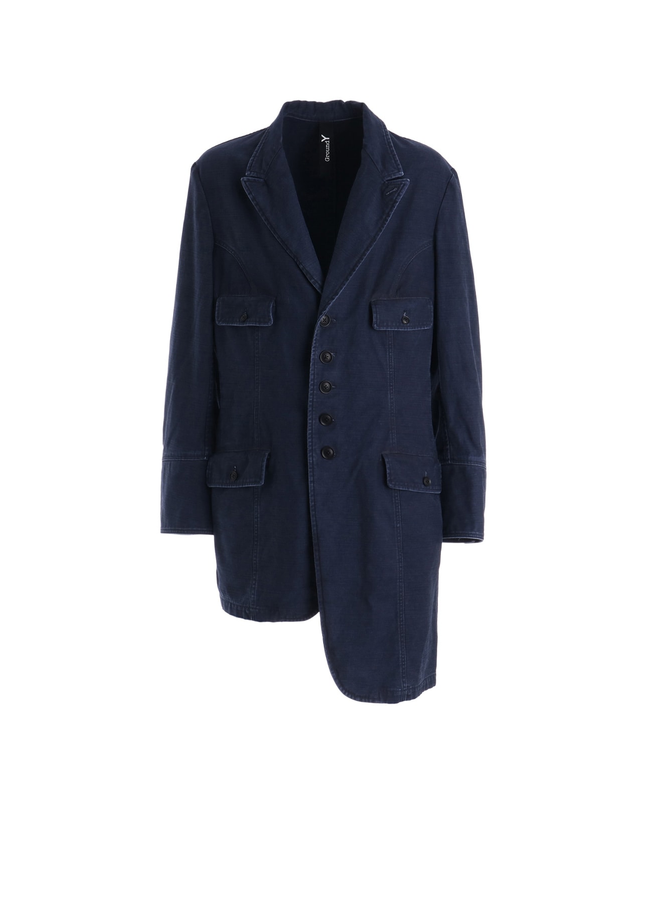 SULFUR DYED BACK SATIN PANEL ASYMMETRIC JACKET