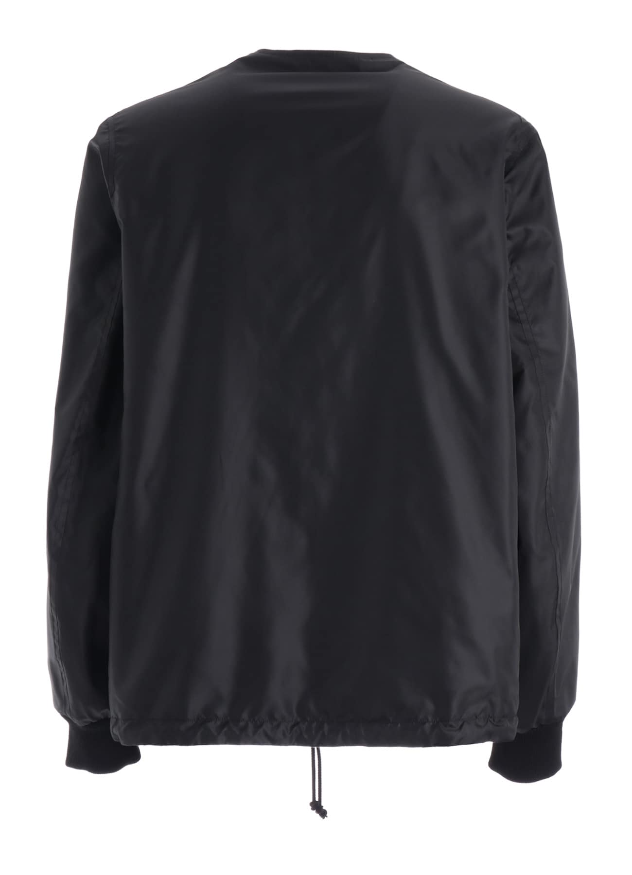 WOOL NYLON FLANNEL GREY STRIPE COLLAR-LESS BLOUSON