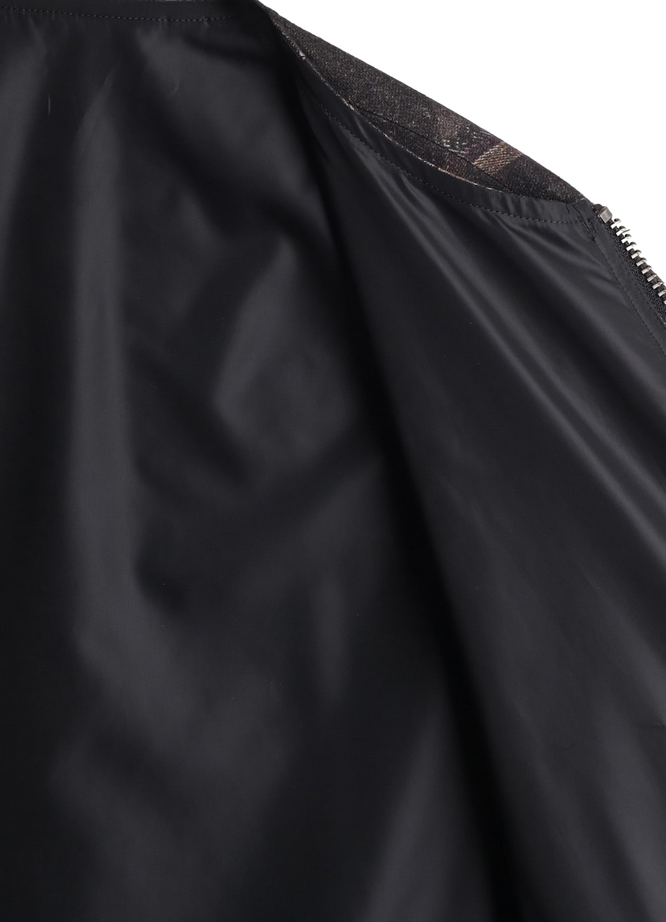 WOOL NYLON FLANNEL GREY STRIPE COLLAR-LESS BLOUSON