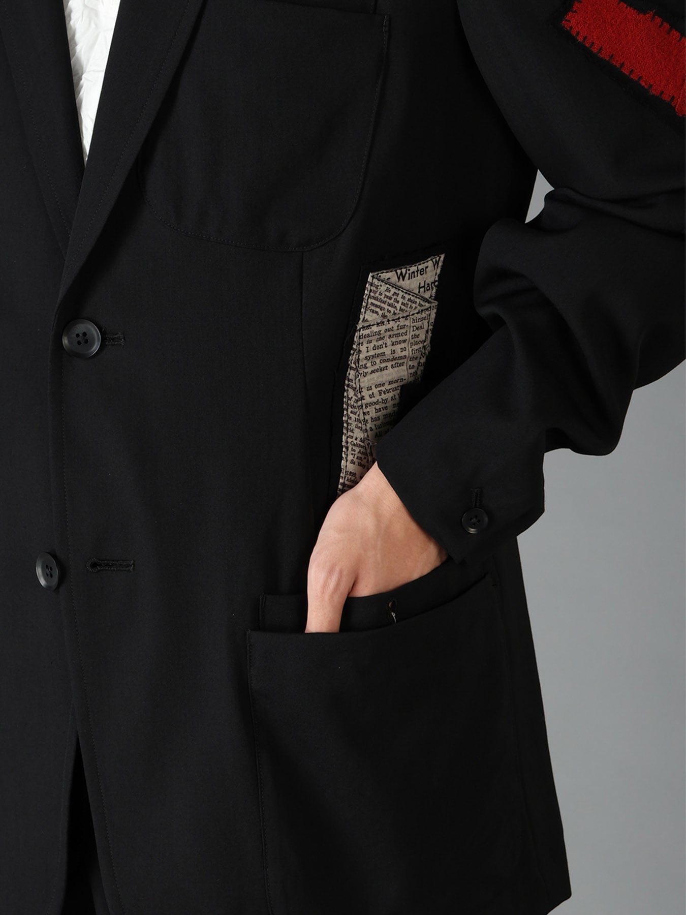 WOOL GABARDINE APPLIQUE OUT POCKET JACKET