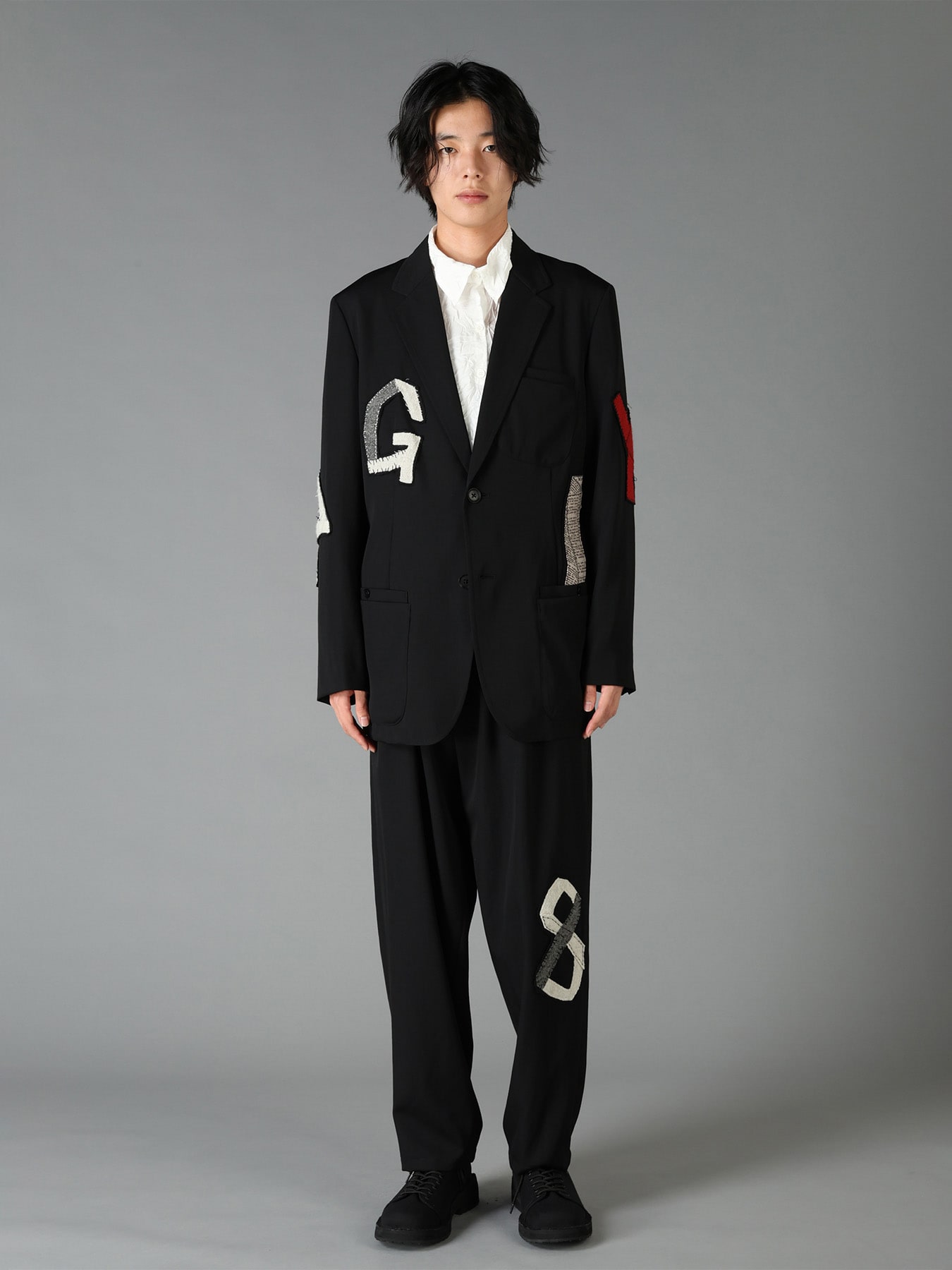 WOOL GABARDINE APPLIQUE OUT POCKET JACKET