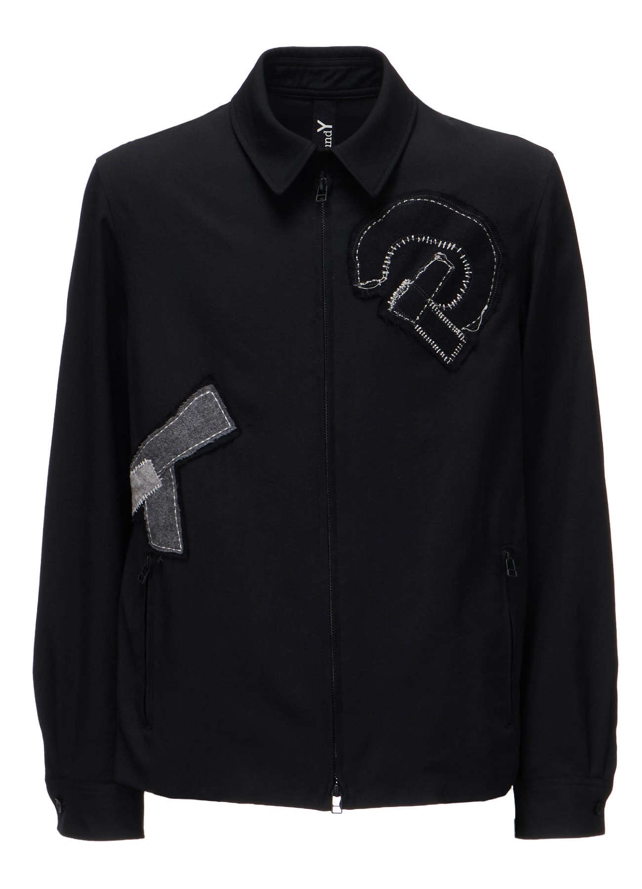 WOOL GABARDINE APPLIQUE ZIP JACKET
