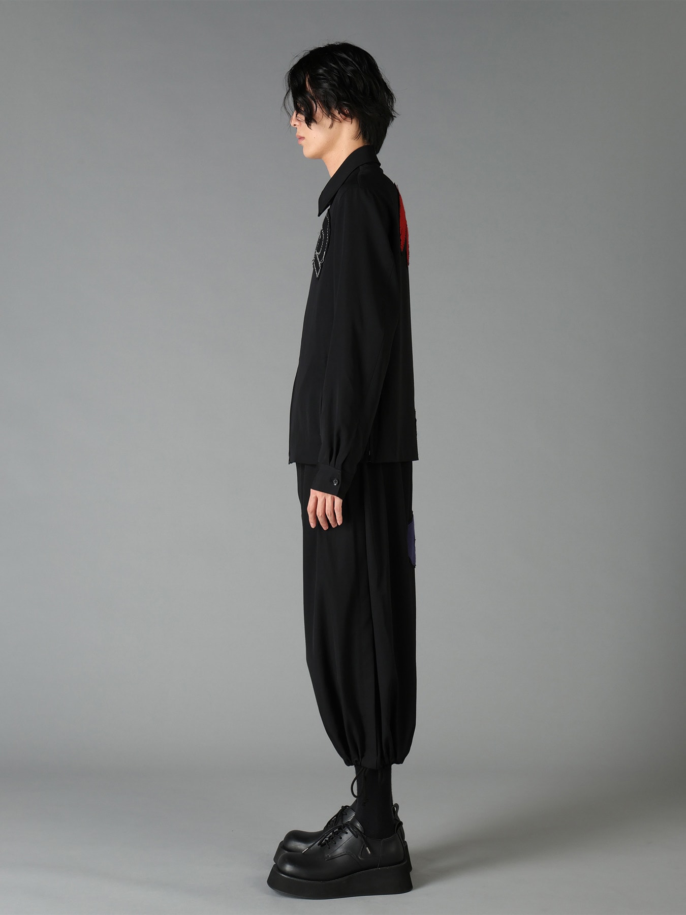 WOOL GABARDINE APPLIQUE ZIP JACKET