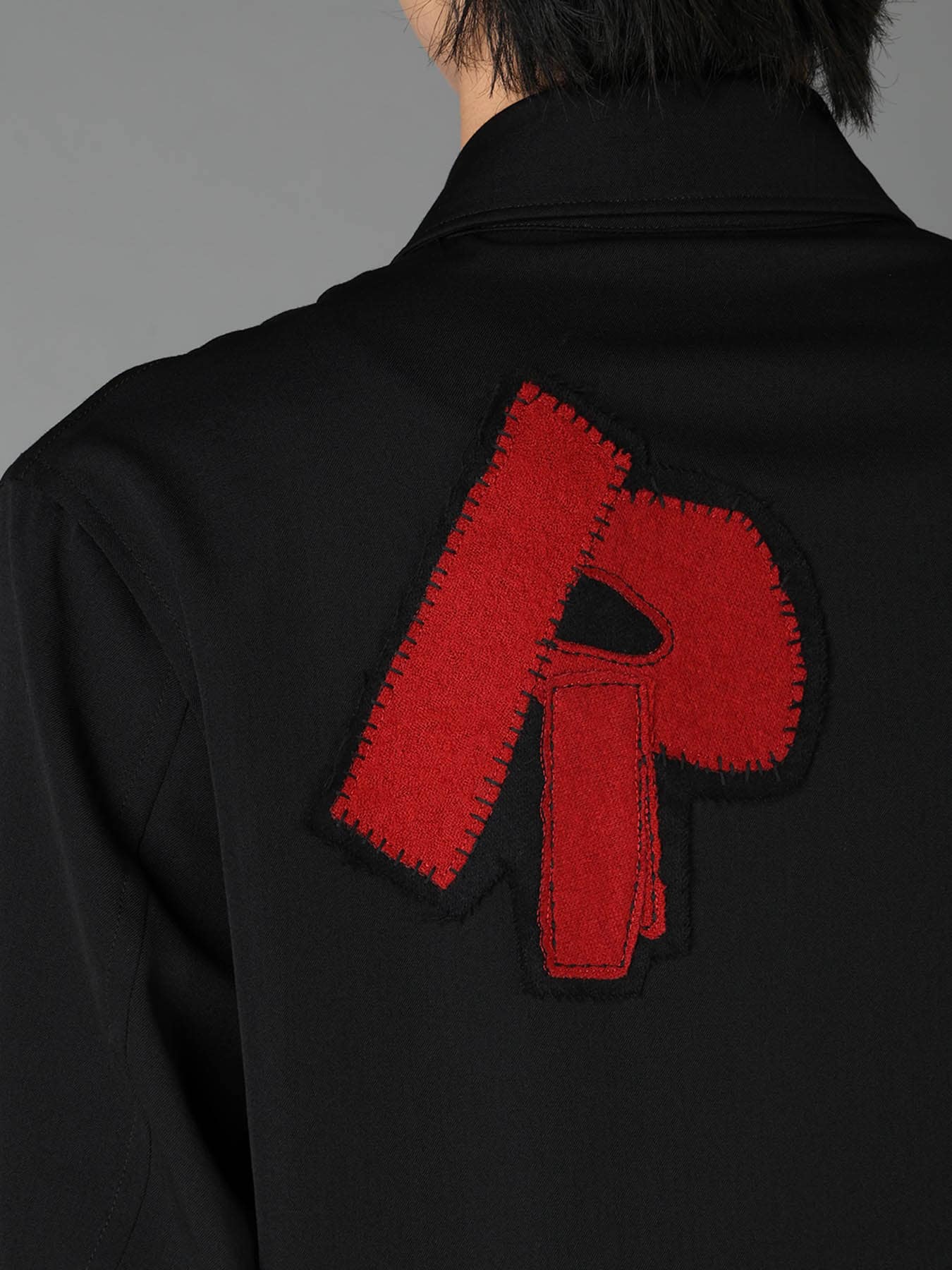 WOOL GABARDINE APPLIQUE ZIP JACKET