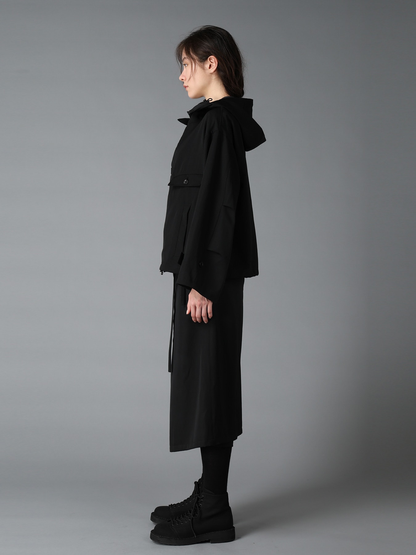 WOOL GABARDINE+VINTAGE NYLON HOODED BLOUSON