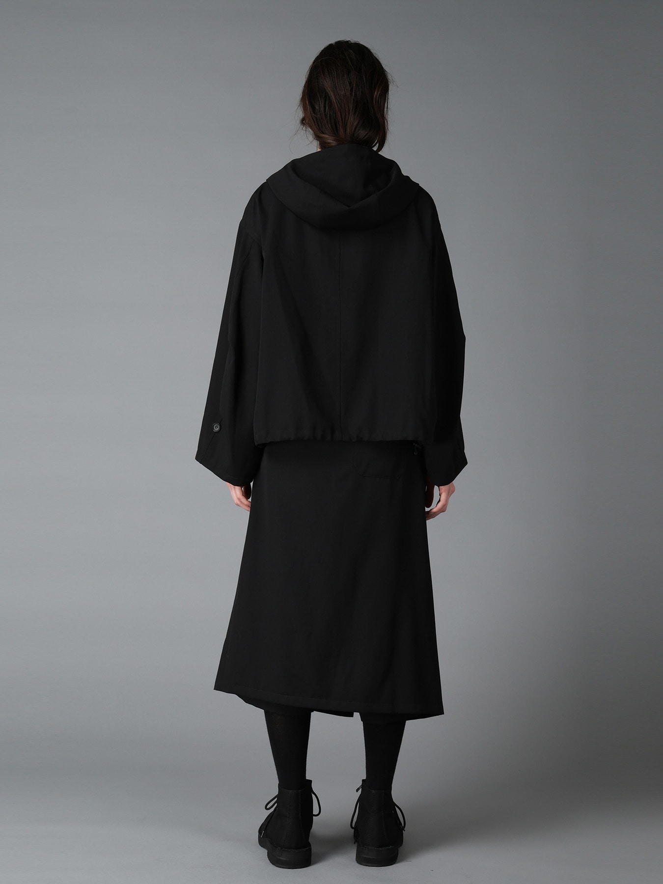 WOOL GABARDINE+VINTAGE NYLON HOODED BLOUSON