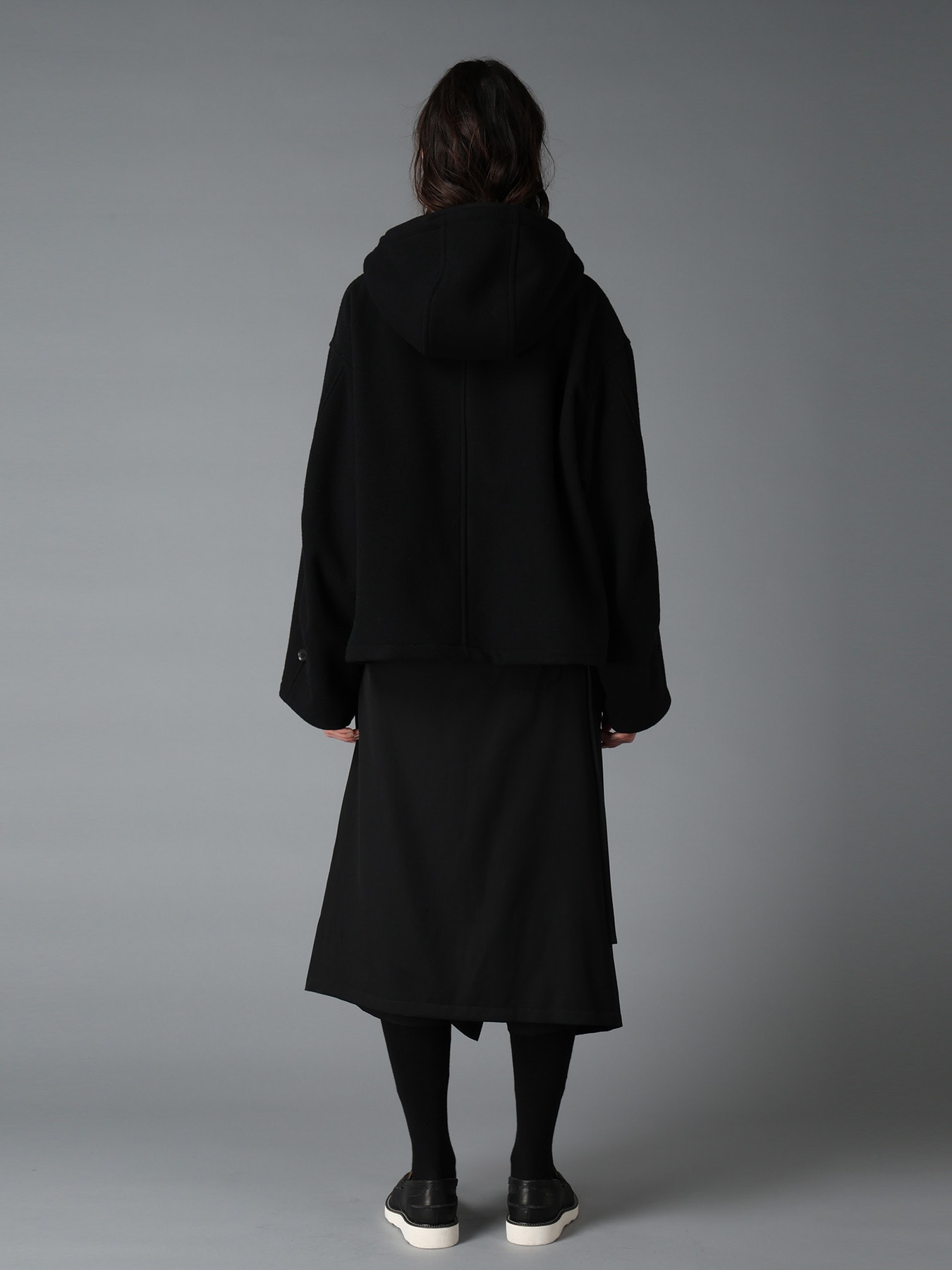 WOOL GABARDINE+VINTAGE NYLON HOODED BLOUSON