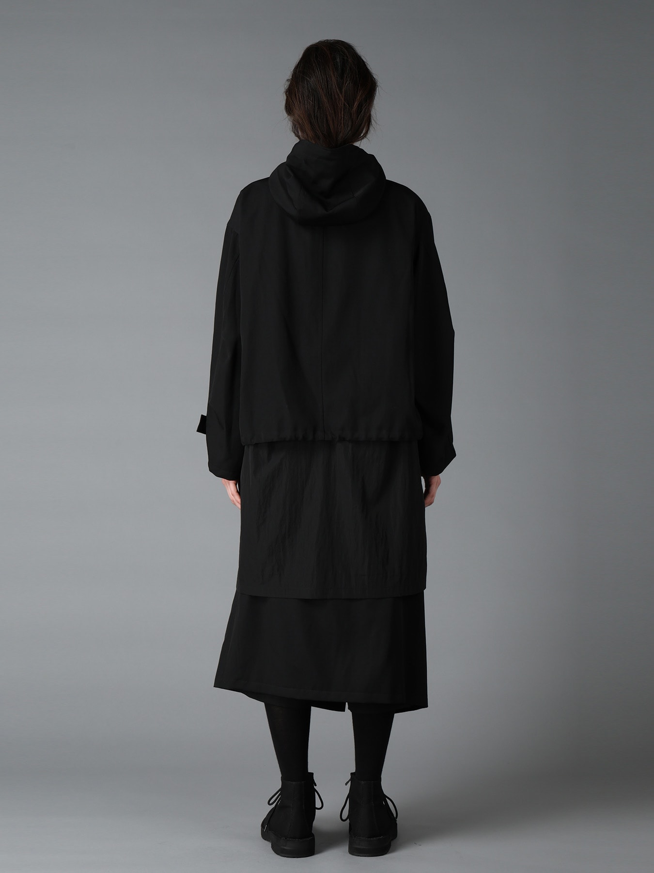 WOOL GABARDINE+VINTAGE NYLON HOODED BLOUSON
