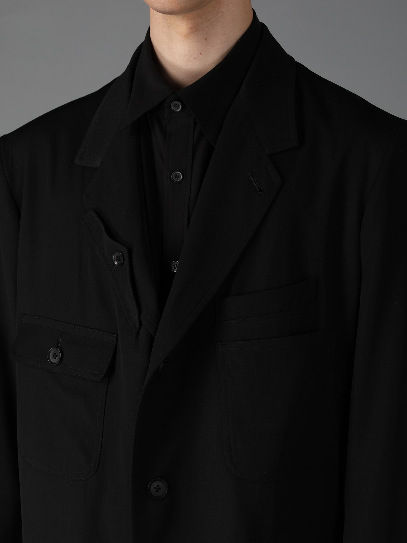 WOOL GABARDINE+C/W DARK PLAID WORK JACKET