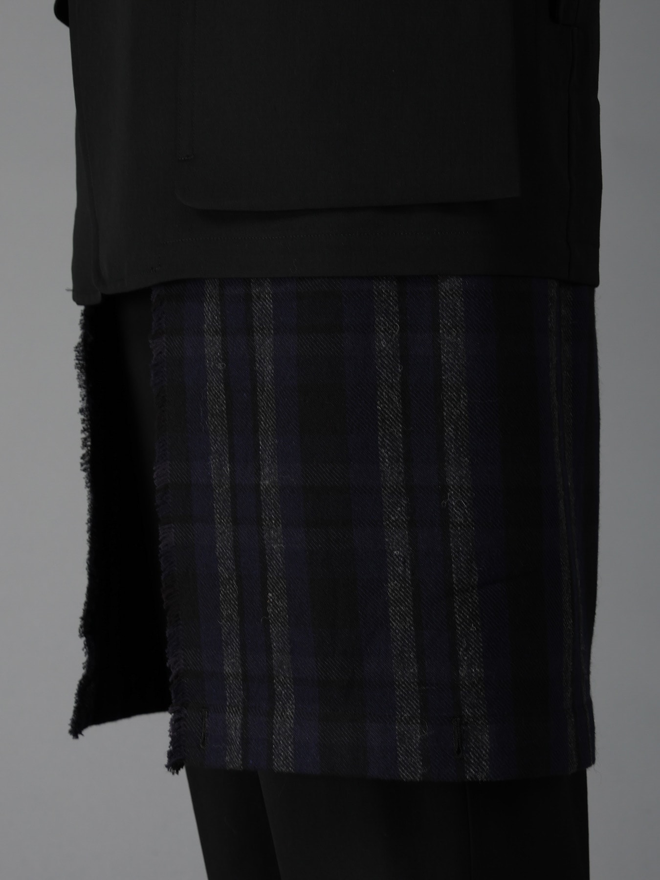 WOOL GABARDINE+C/W DARK PLAID WORK JACKET