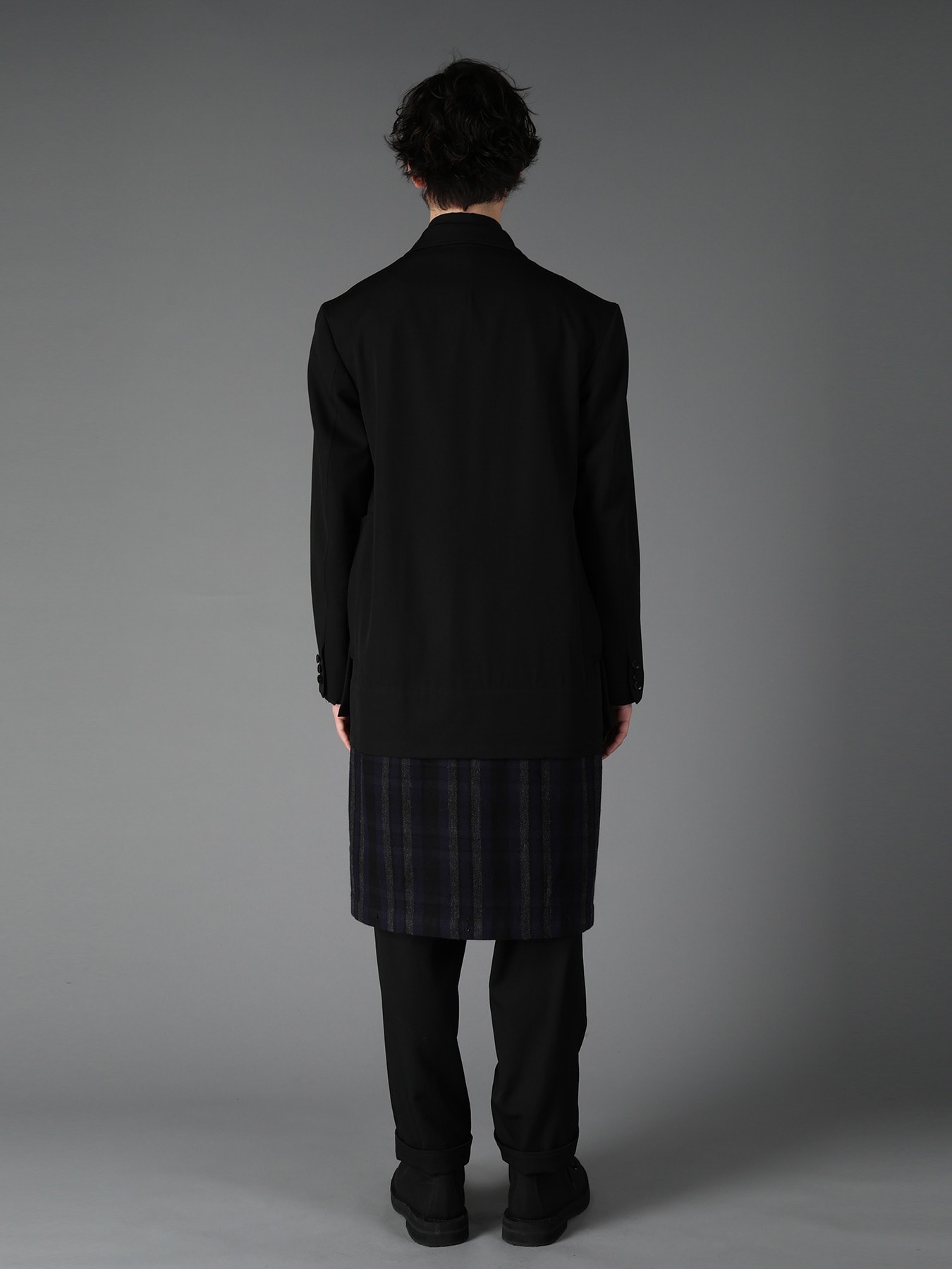 WOOL GABARDINE+C/W DARK PLAID WORK JACKET