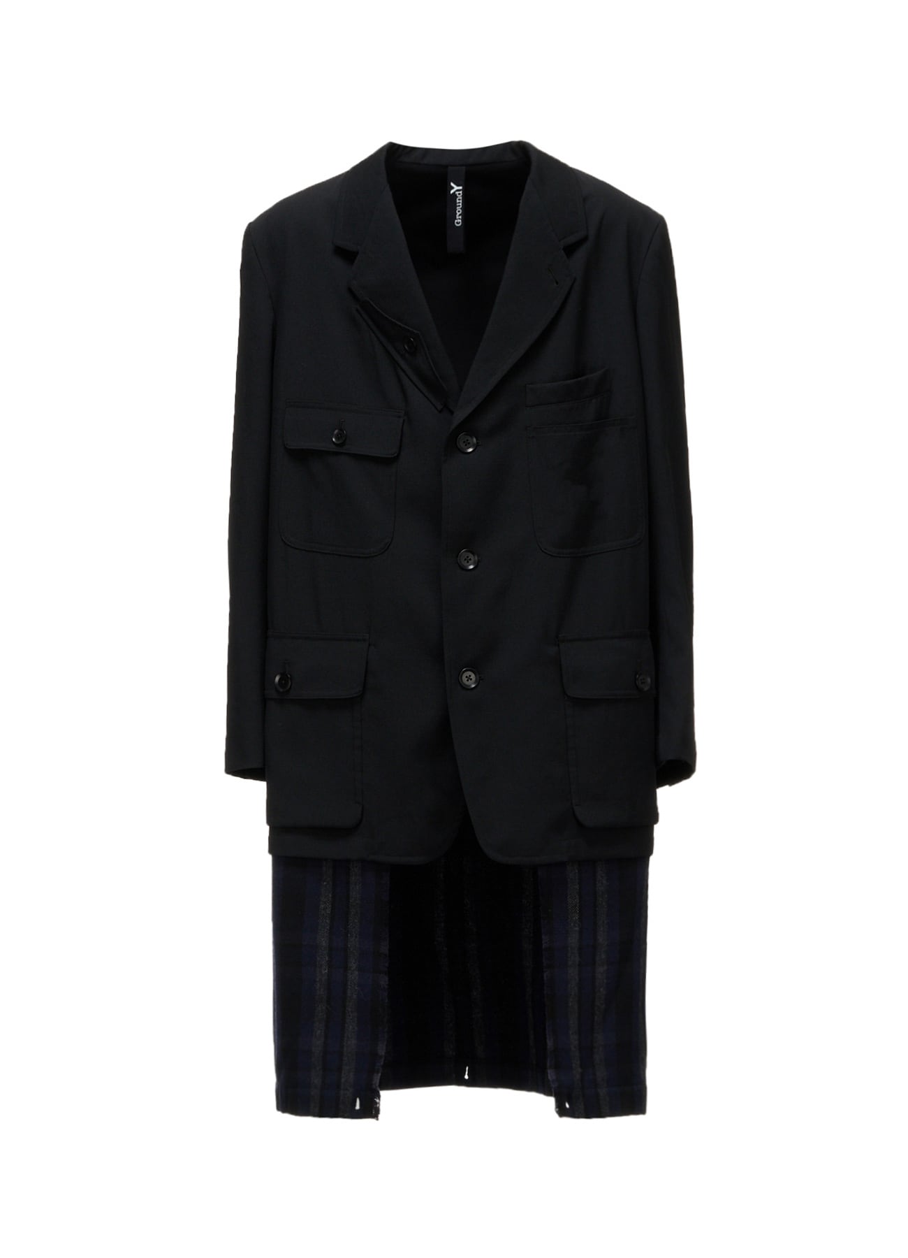 WOOL GABARDINE+C/W DARK PLAID WORK JACKET