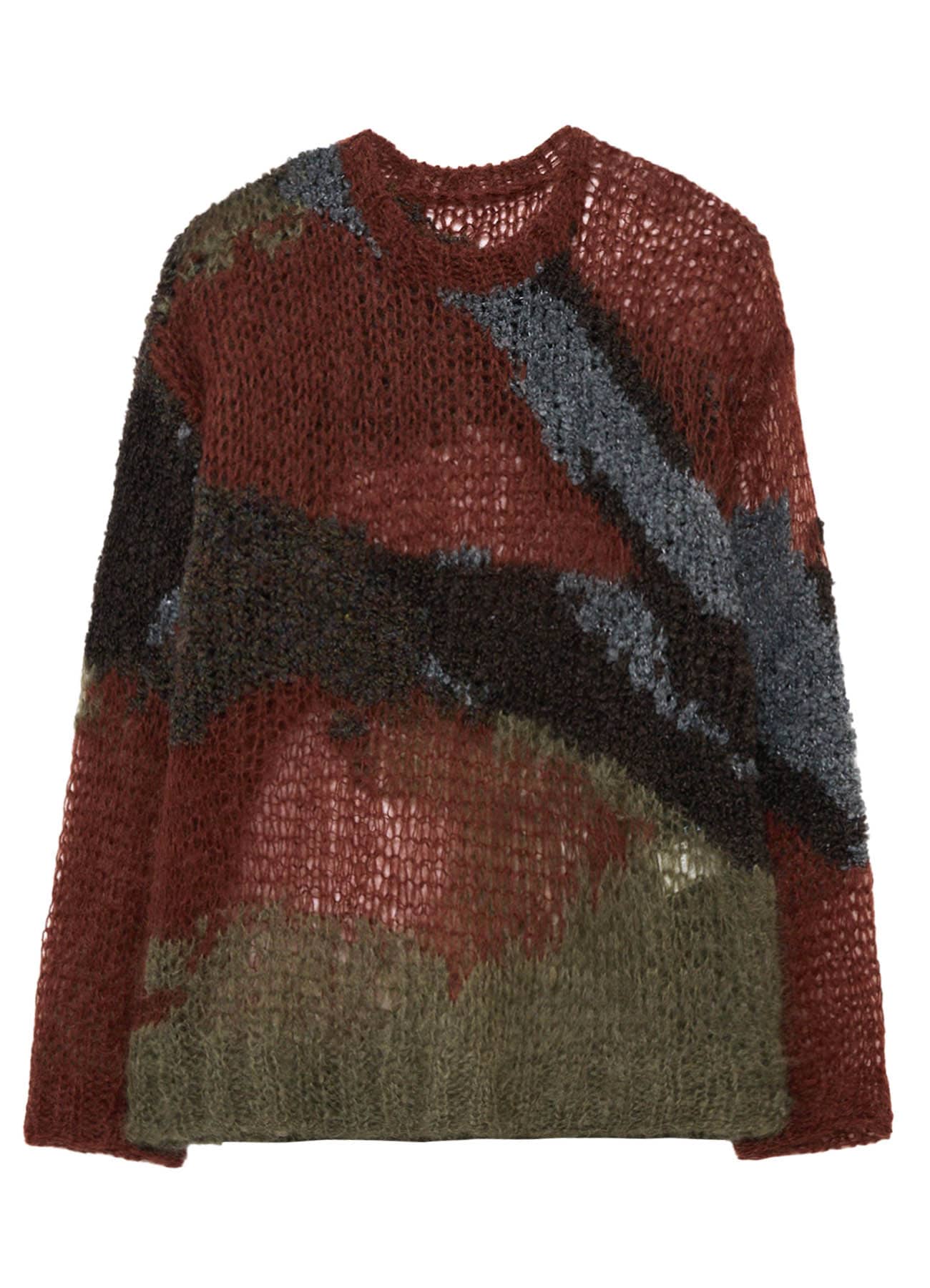 MOHAIR × BOUCLE INTARSIA KNIT PULLOVER