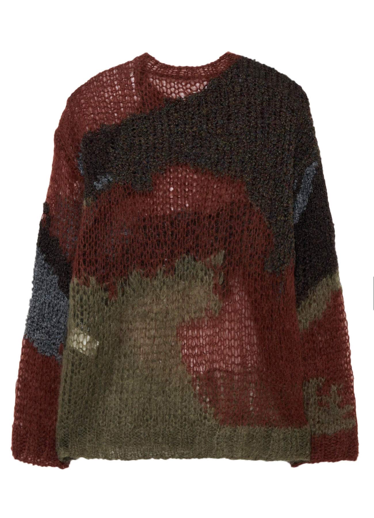 MOHAIR × BOUCLE INTARSIA KNIT PULLOVER