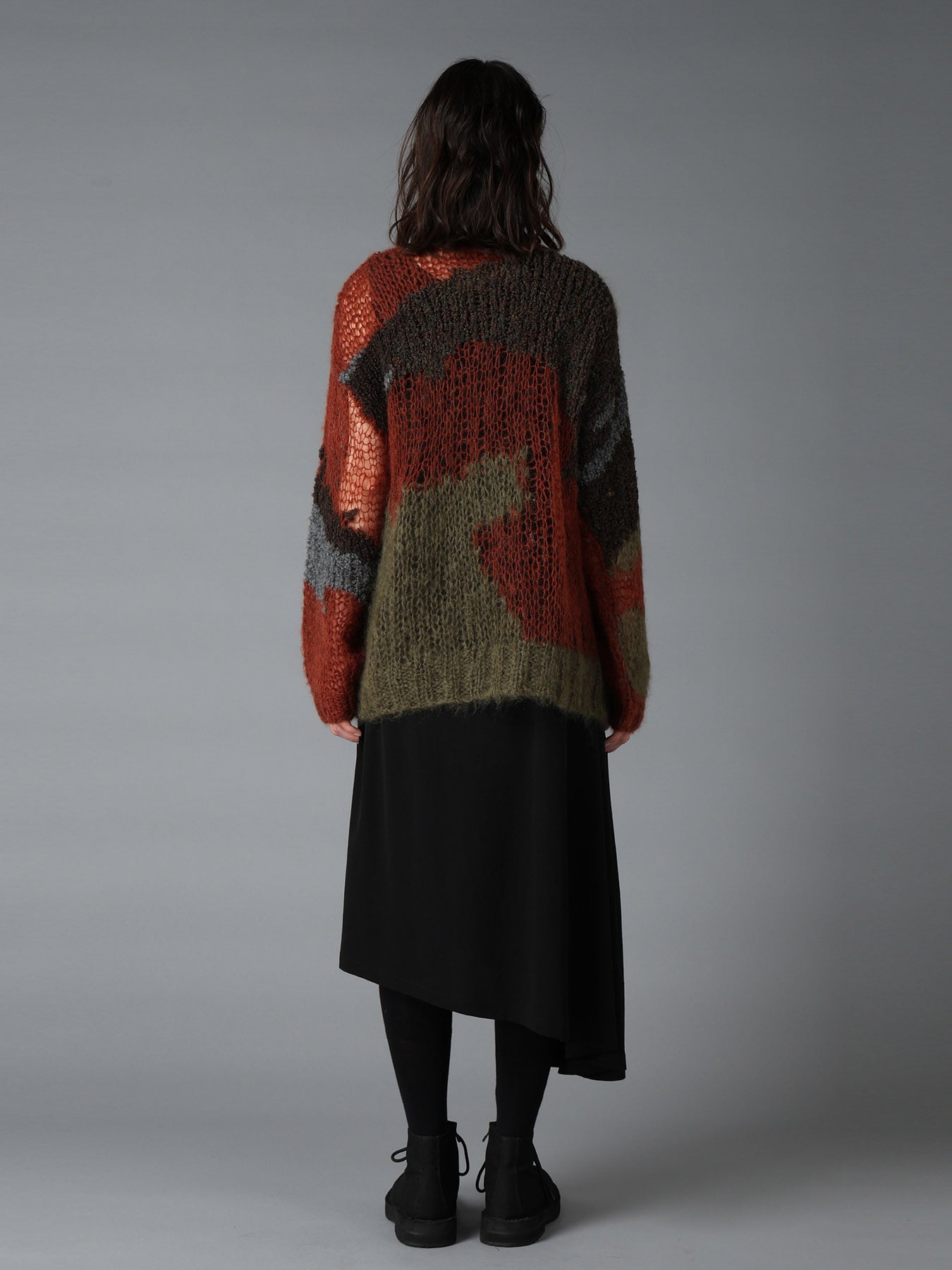 MOHAIR × BOUCLE INTARSIA KNIT PULLOVER