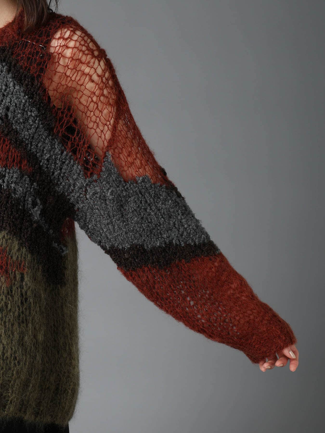 MOHAIR × BOUCLE INTARSIA KNIT PULLOVER