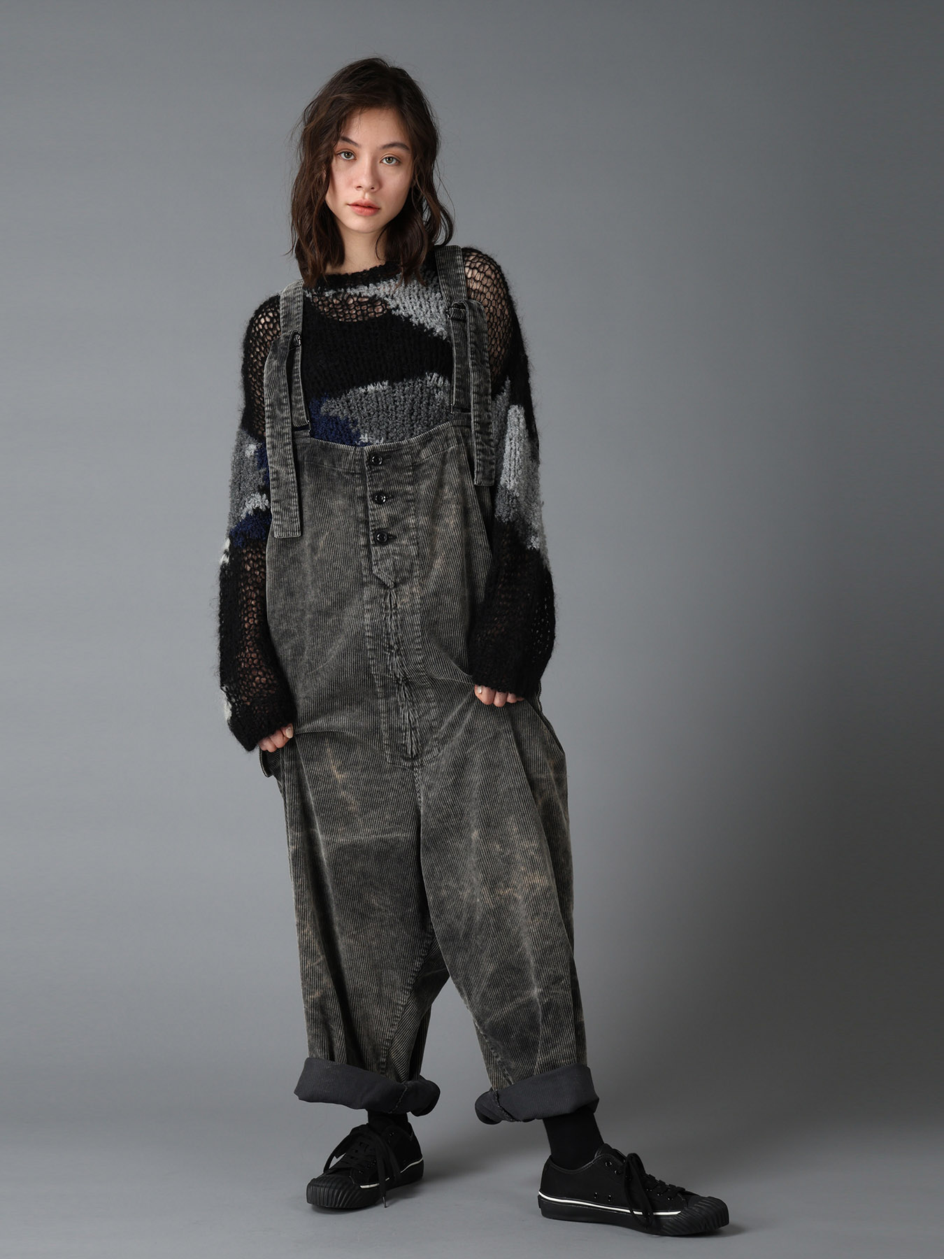 MOHAIR × BOUCLE INTARSIA KNIT PULLOVER