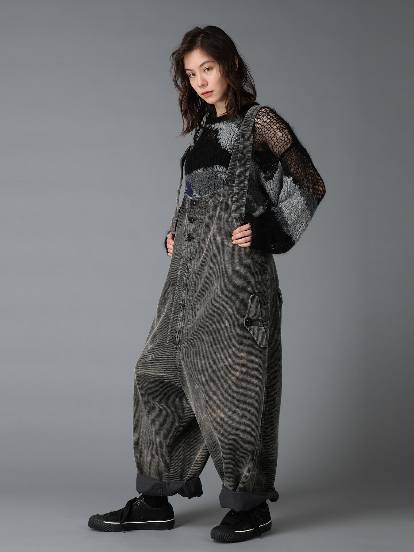 MOHAIR × BOUCLE INTARSIA KNIT PULLOVER