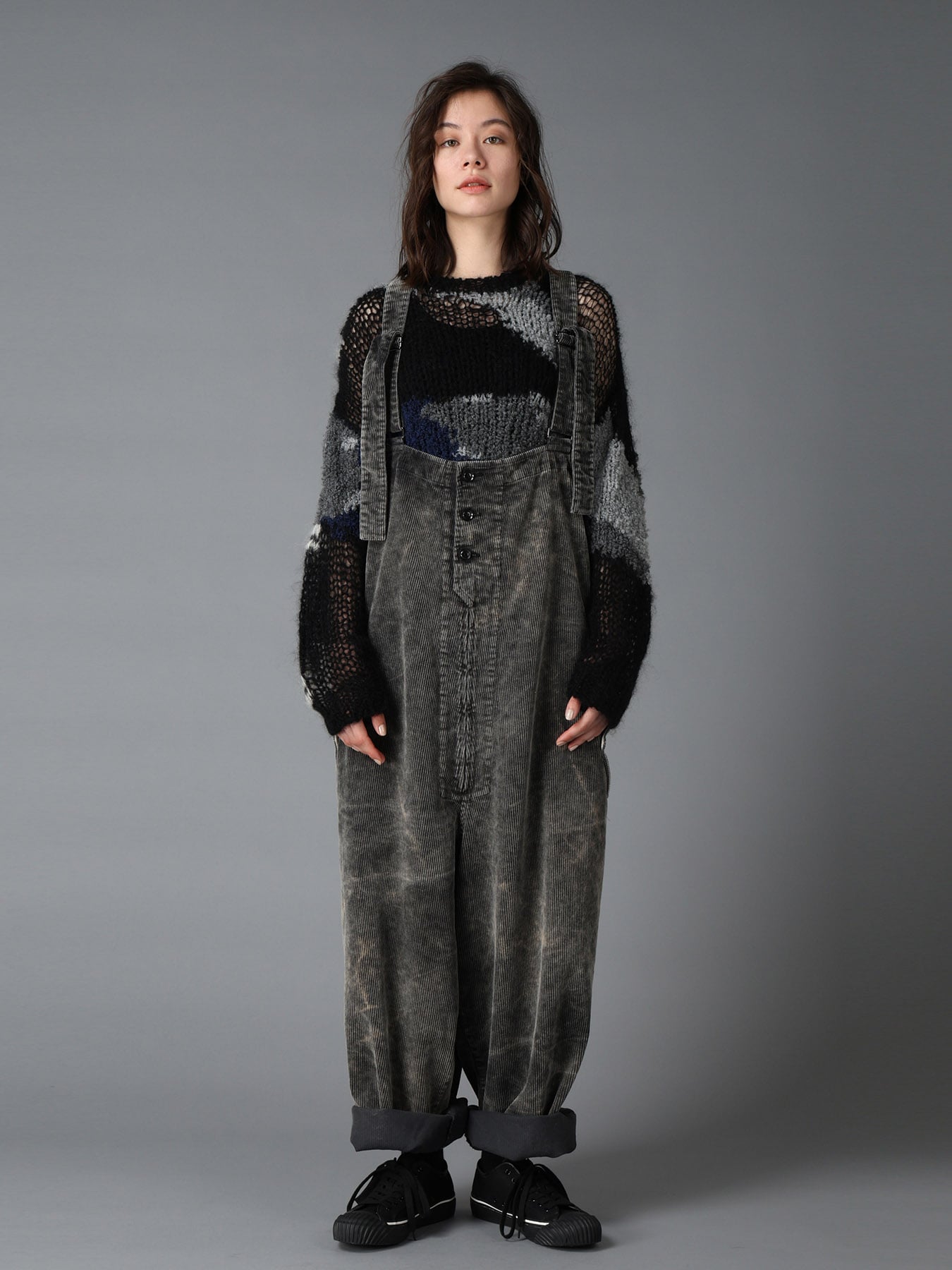 MOHAIR × BOUCLE INTARSIA KNIT PULLOVER