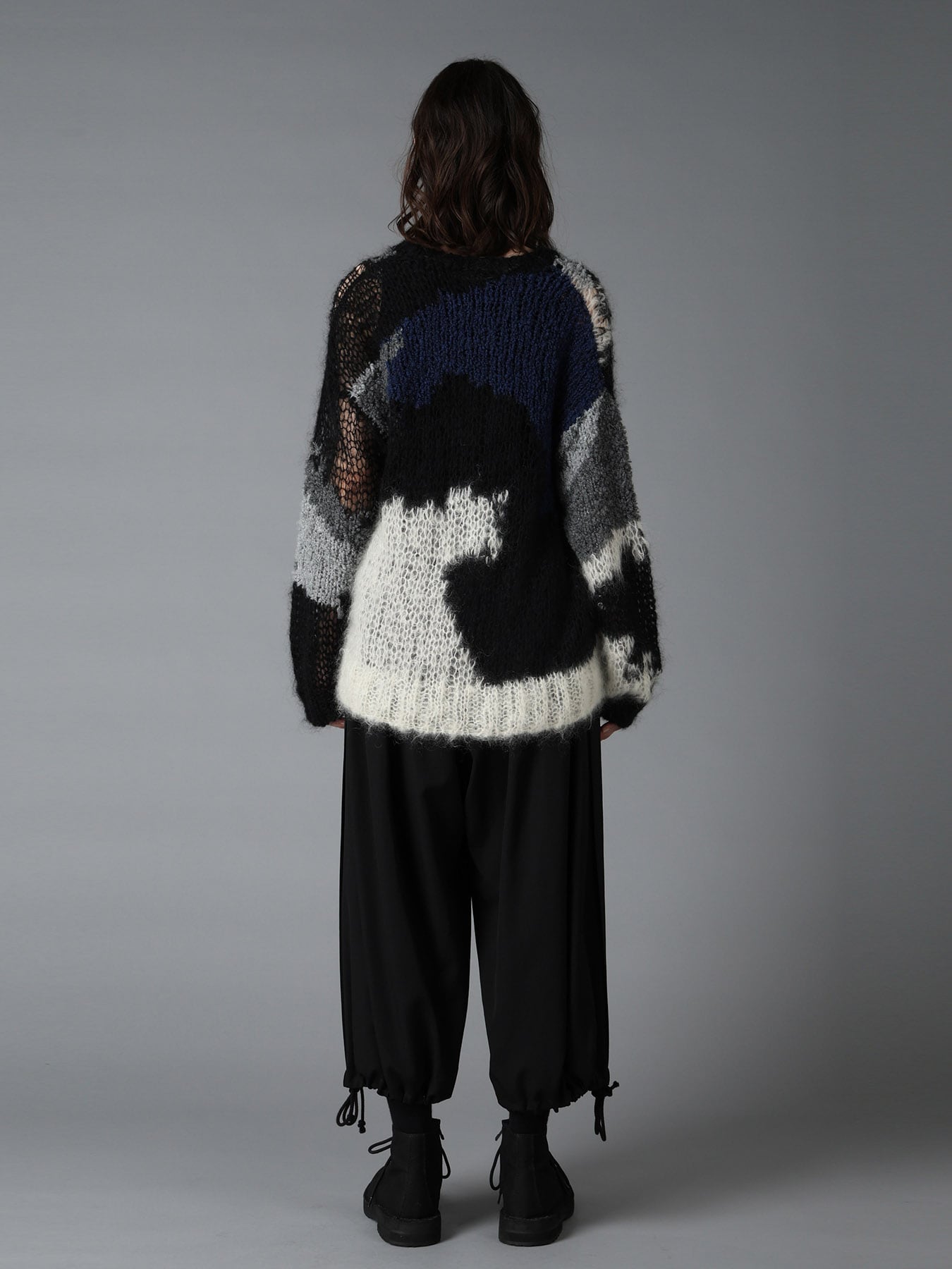 MOHAIR × BOUCLE INTARSIA KNIT PULLOVER