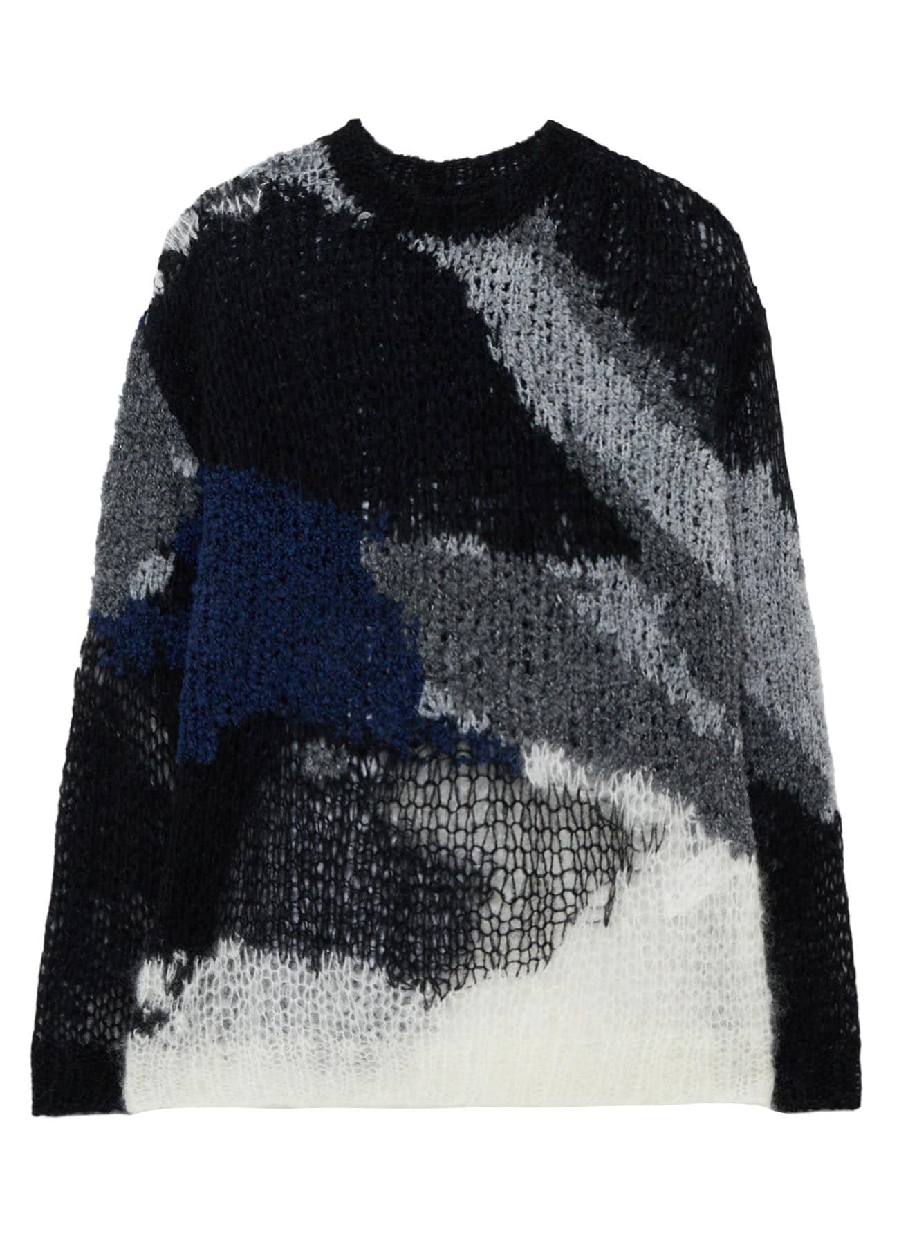 MOHAIR × BOUCLE INTARSIA KNIT PULLOVER