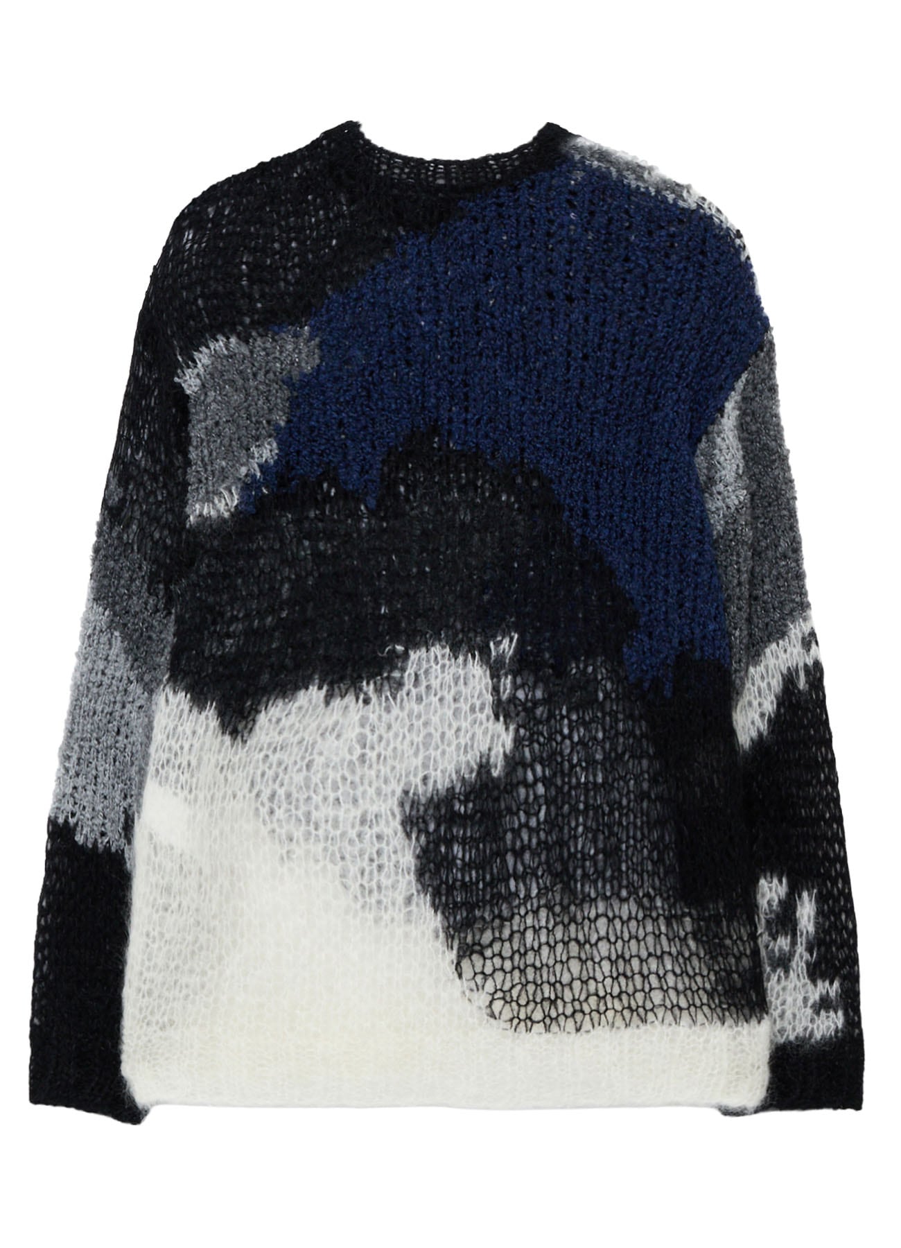 MOHAIR × BOUCLE INTARSIA KNIT PULLOVER