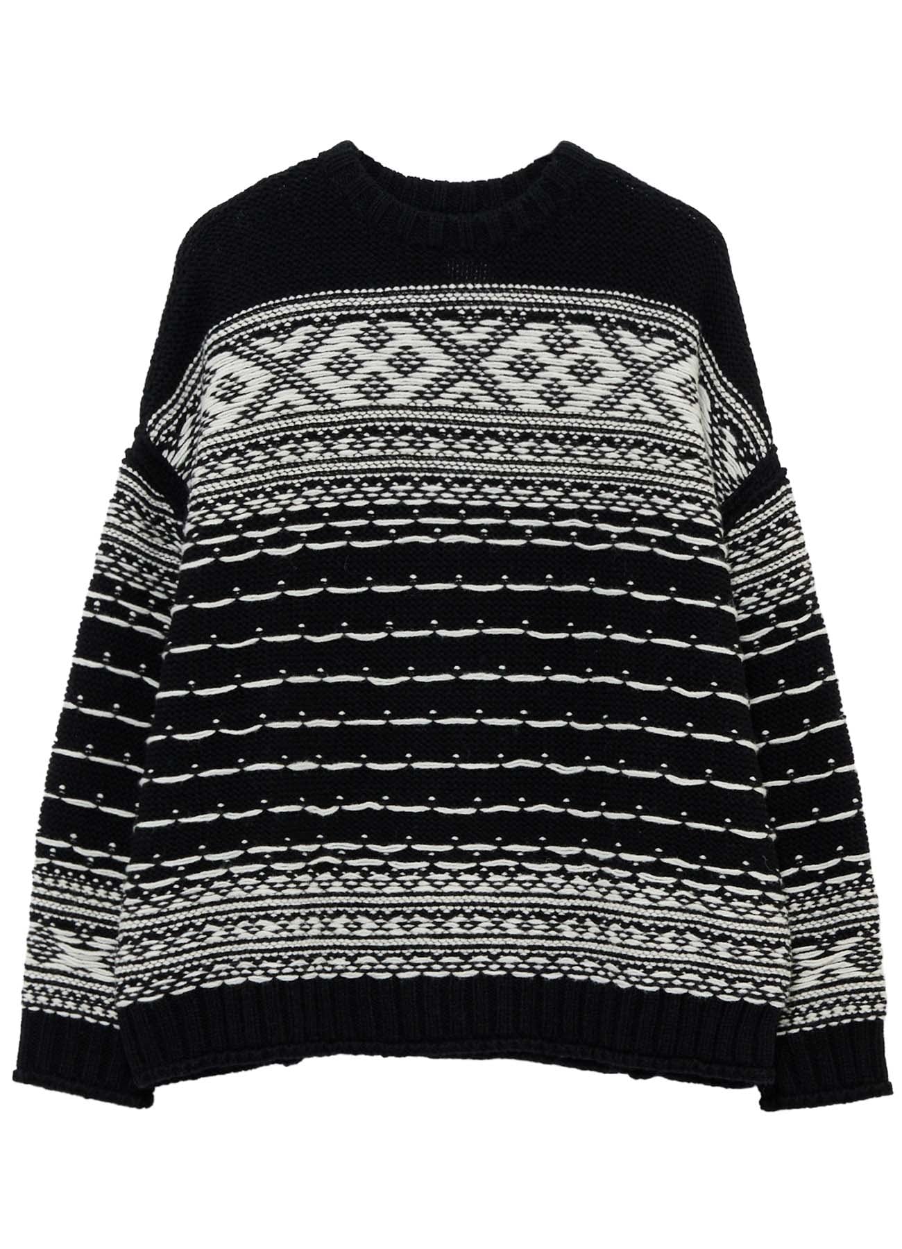 BULKY REVERSE JACQUARD BIG PULLOVER KNIT