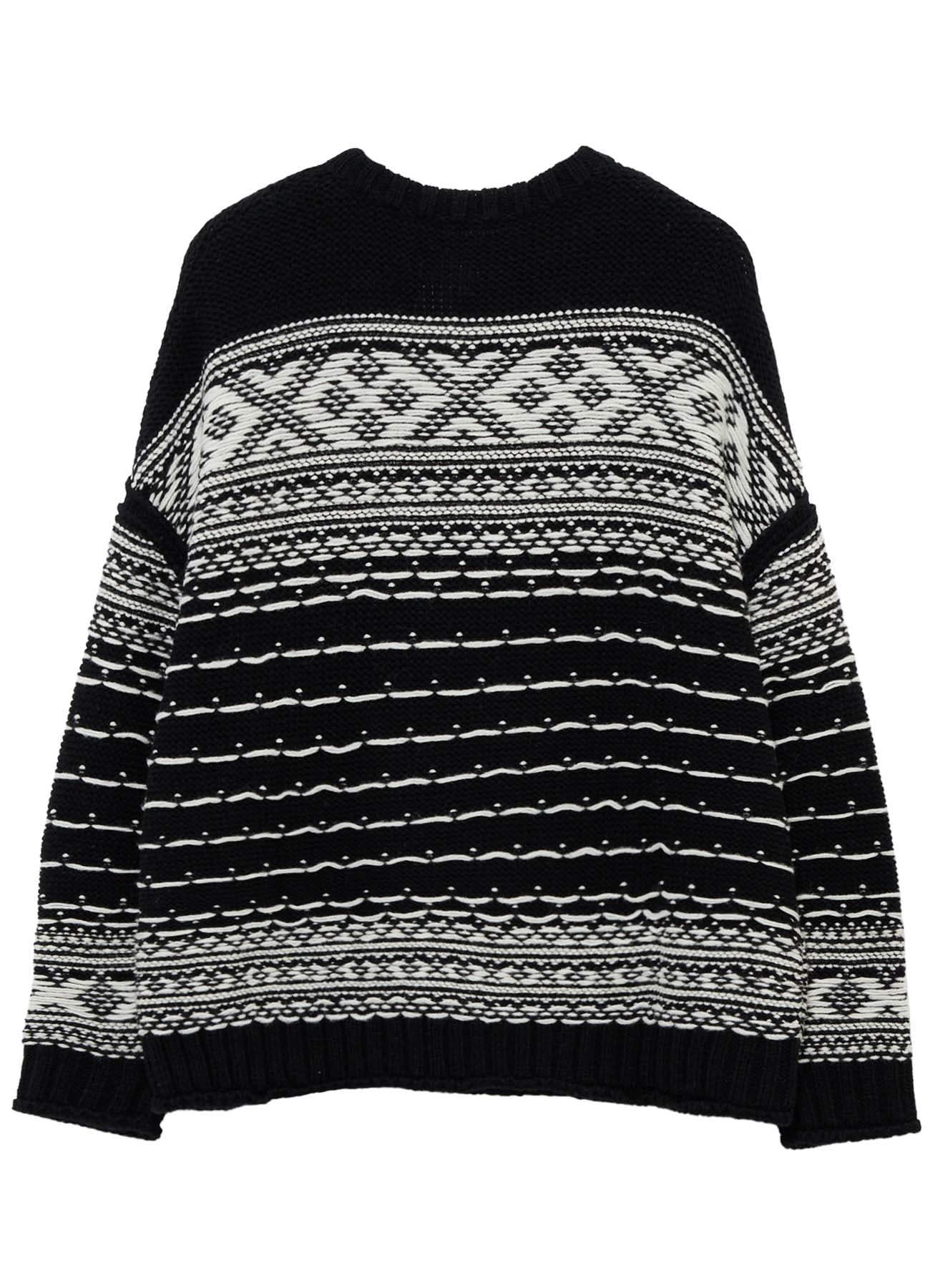 BULKY REVERSE JACQUARD BIG PULLOVER KNIT
