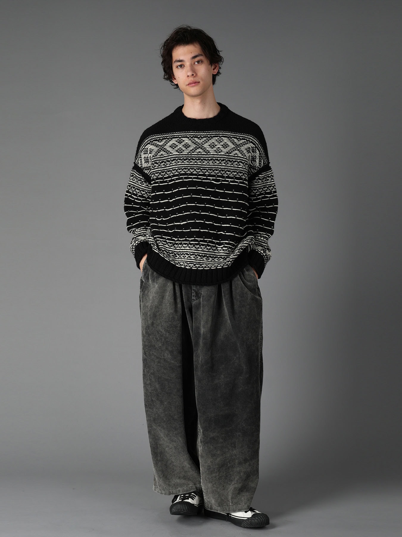 BULKY REVERSE JACQUARD BIG PULLOVER KNIT