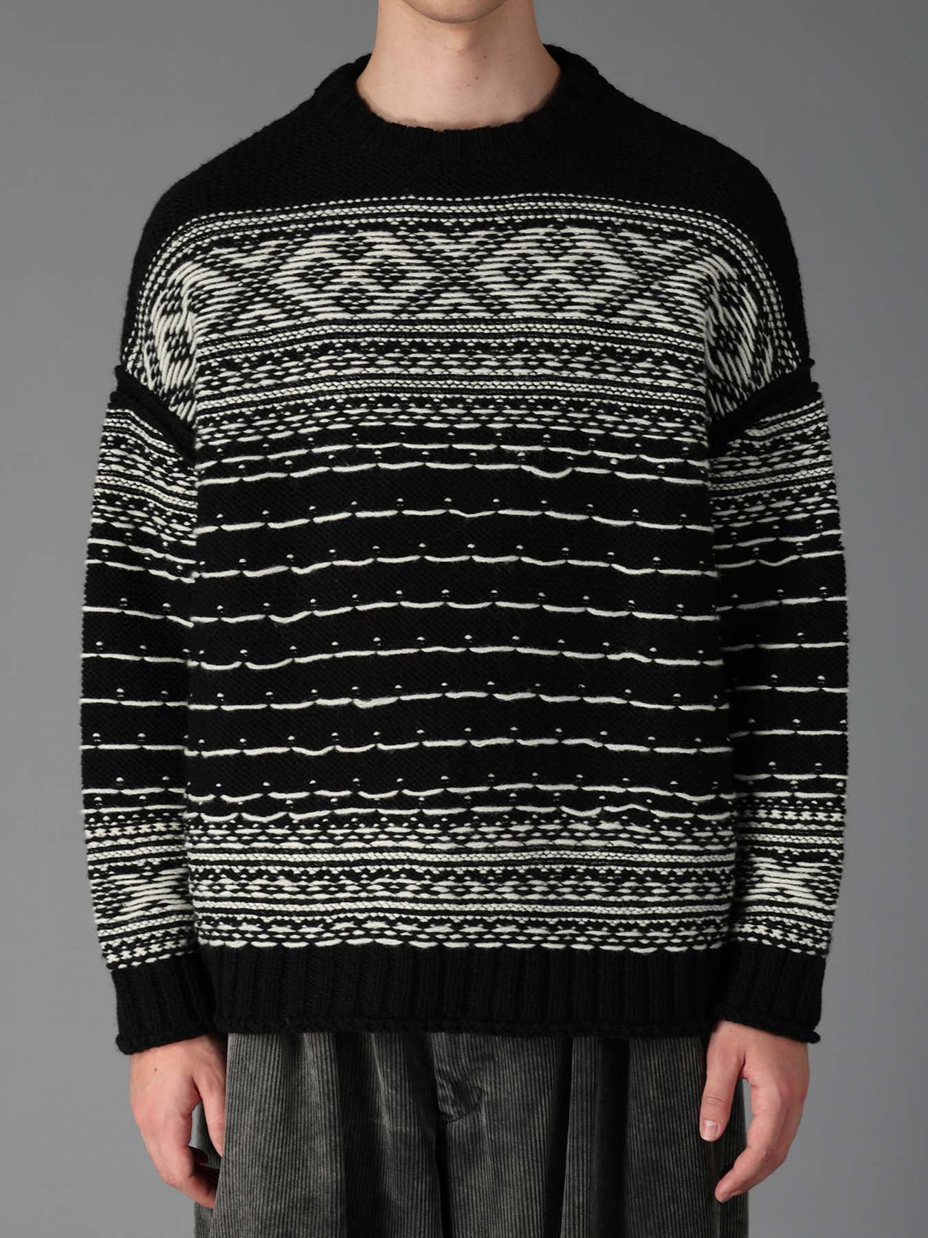 BULKY REVERSE JACQUARD BIG PULLOVER KNIT