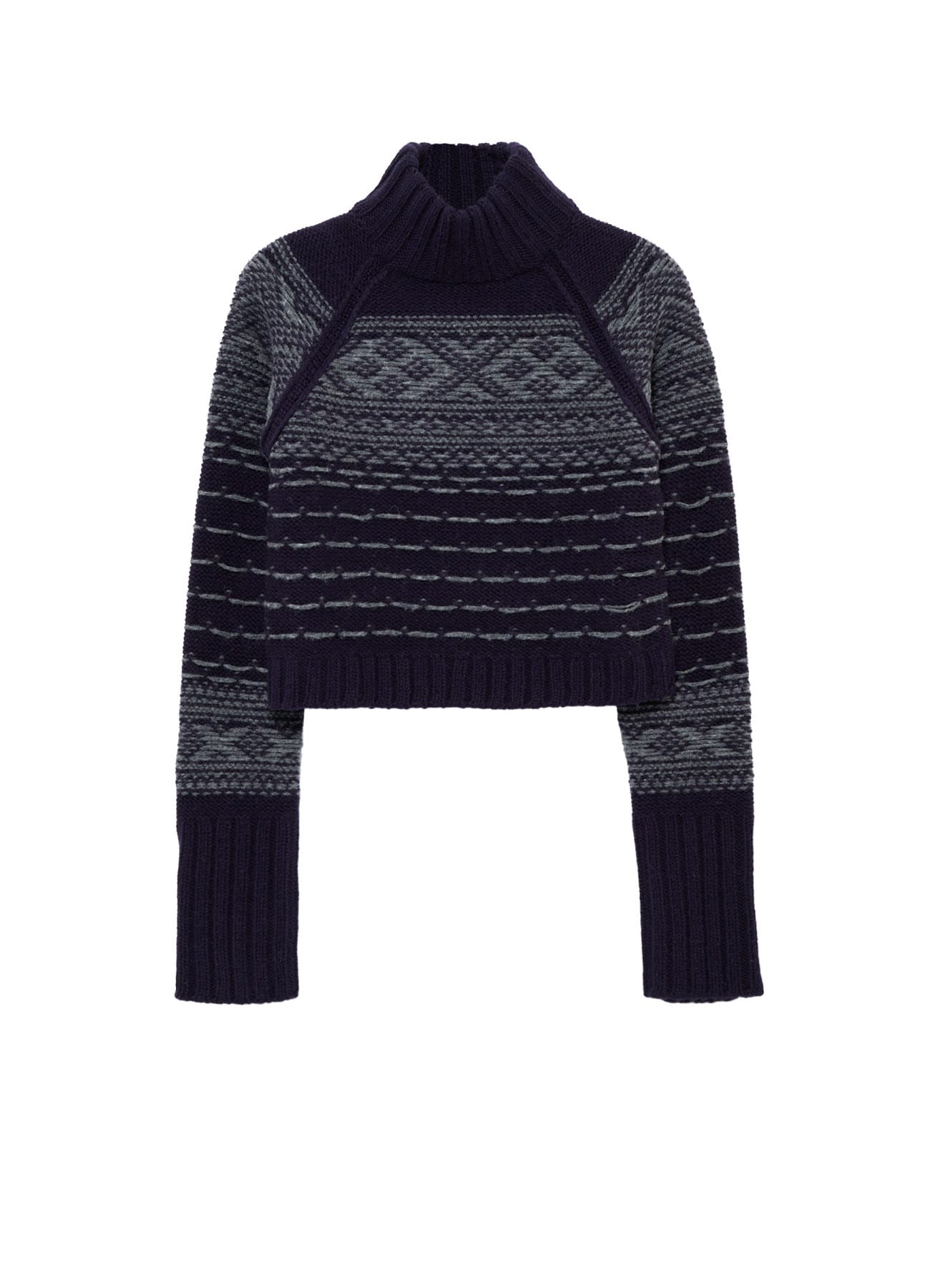 BULKY REVERSE JACQUARD SHORT PULLOVER KNIT