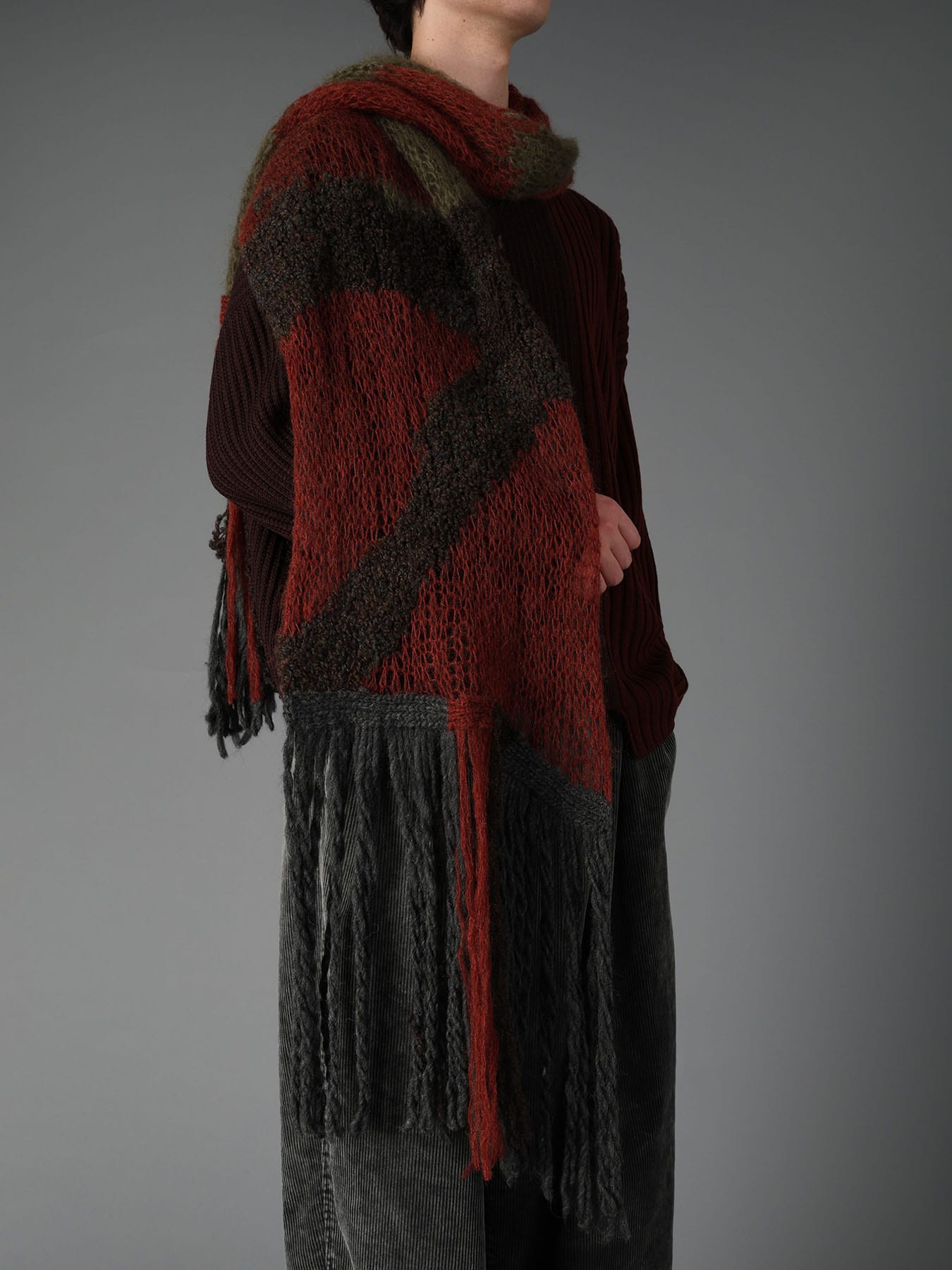 MOHAIR × BOUCLE INTARSIA KNIT SCARF