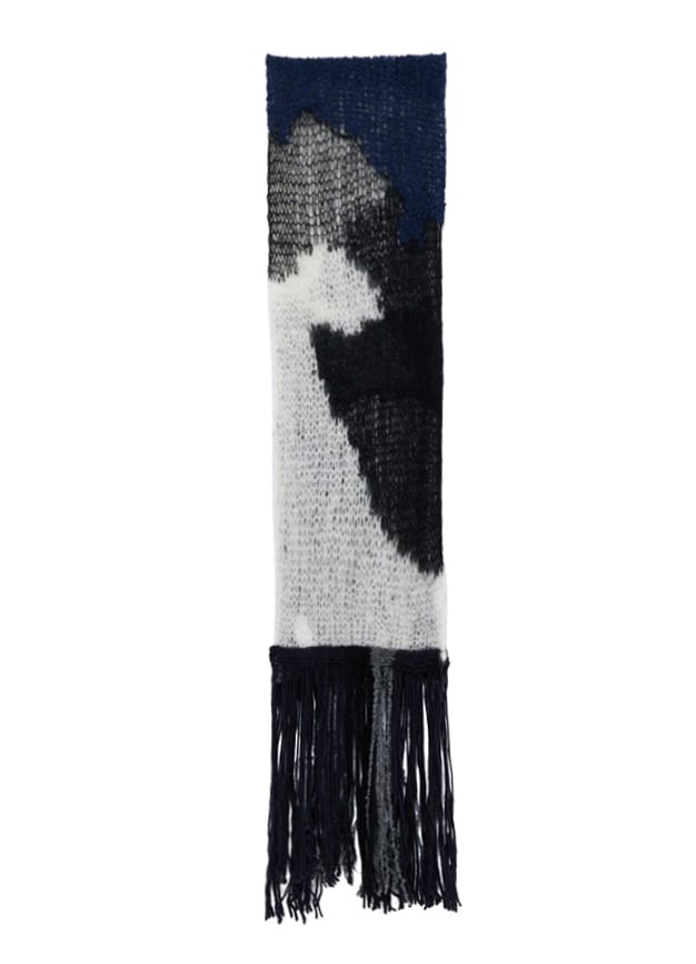 MOHAIR × BOUCLE INTARSIA KNIT SCARF