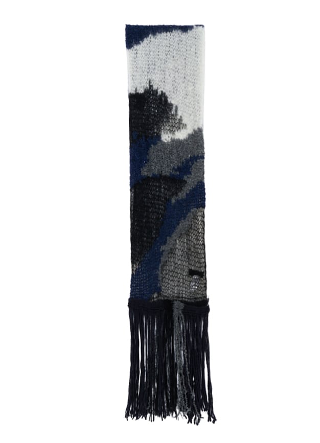 MOHAIR × BOUCLE INTARSIA KNIT SCARF
