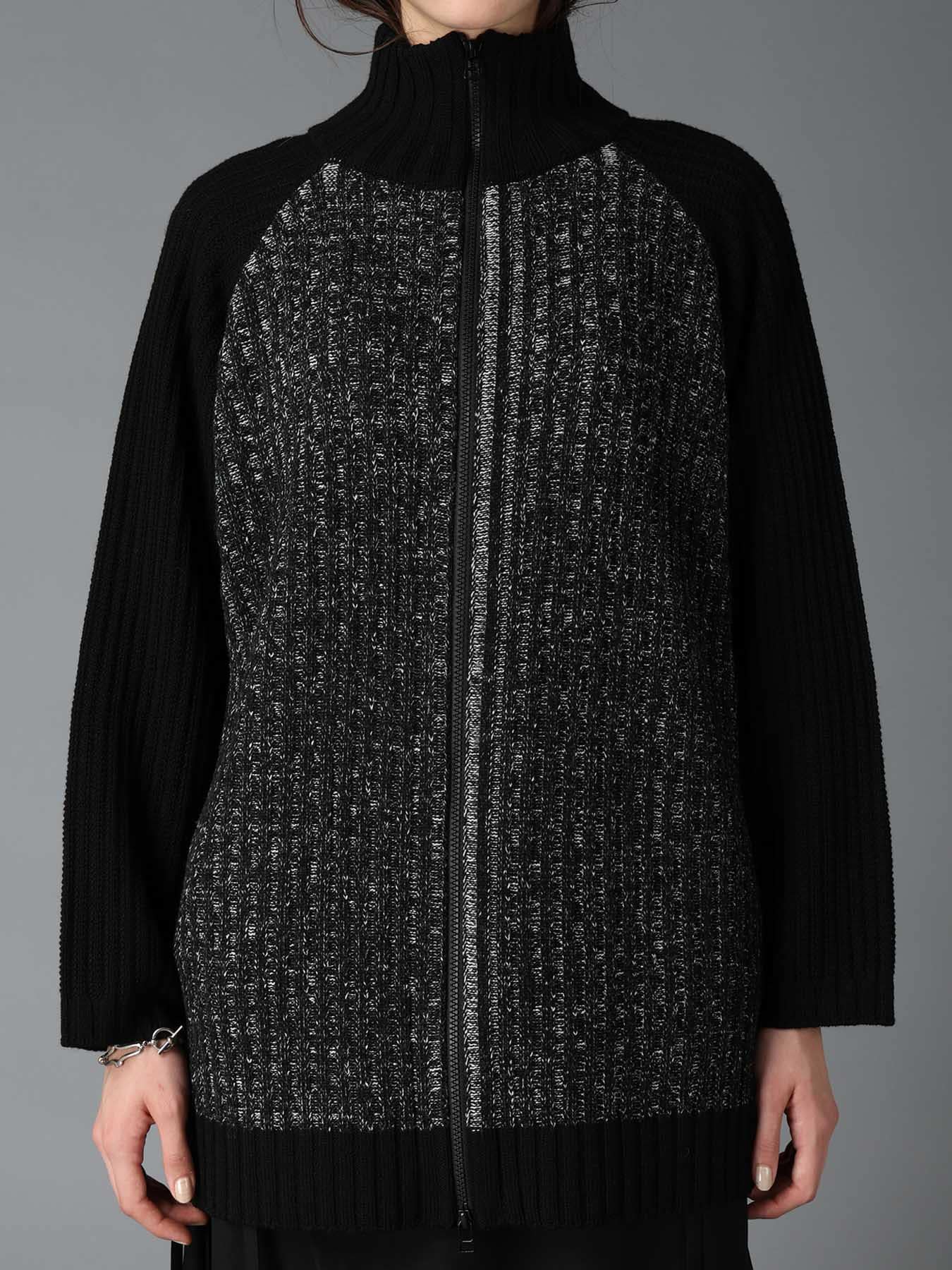 RIB X IRREGULAR LINKS ZIP CARDIGAN
