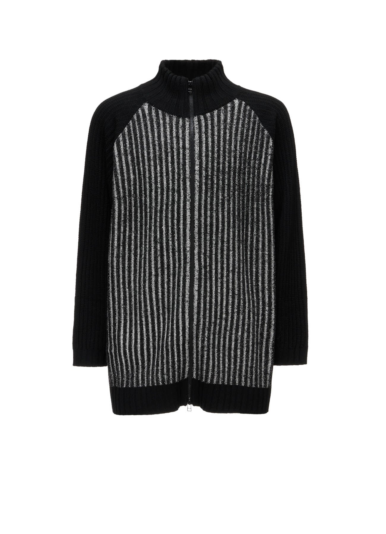 RIB X IRREGULAR LINKS ZIP CARDIGAN