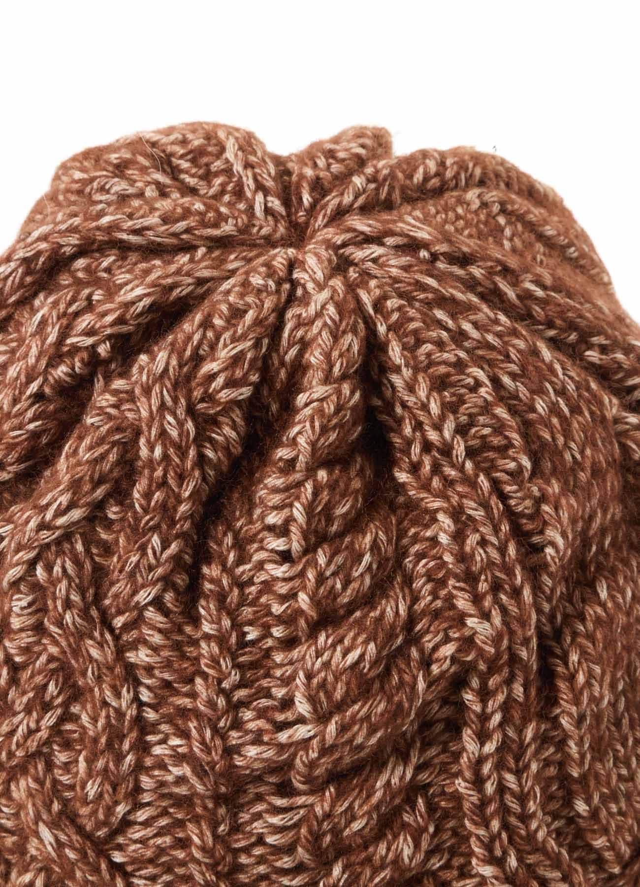 FLUFFY TUBE YARN CABLE KNIT CAP