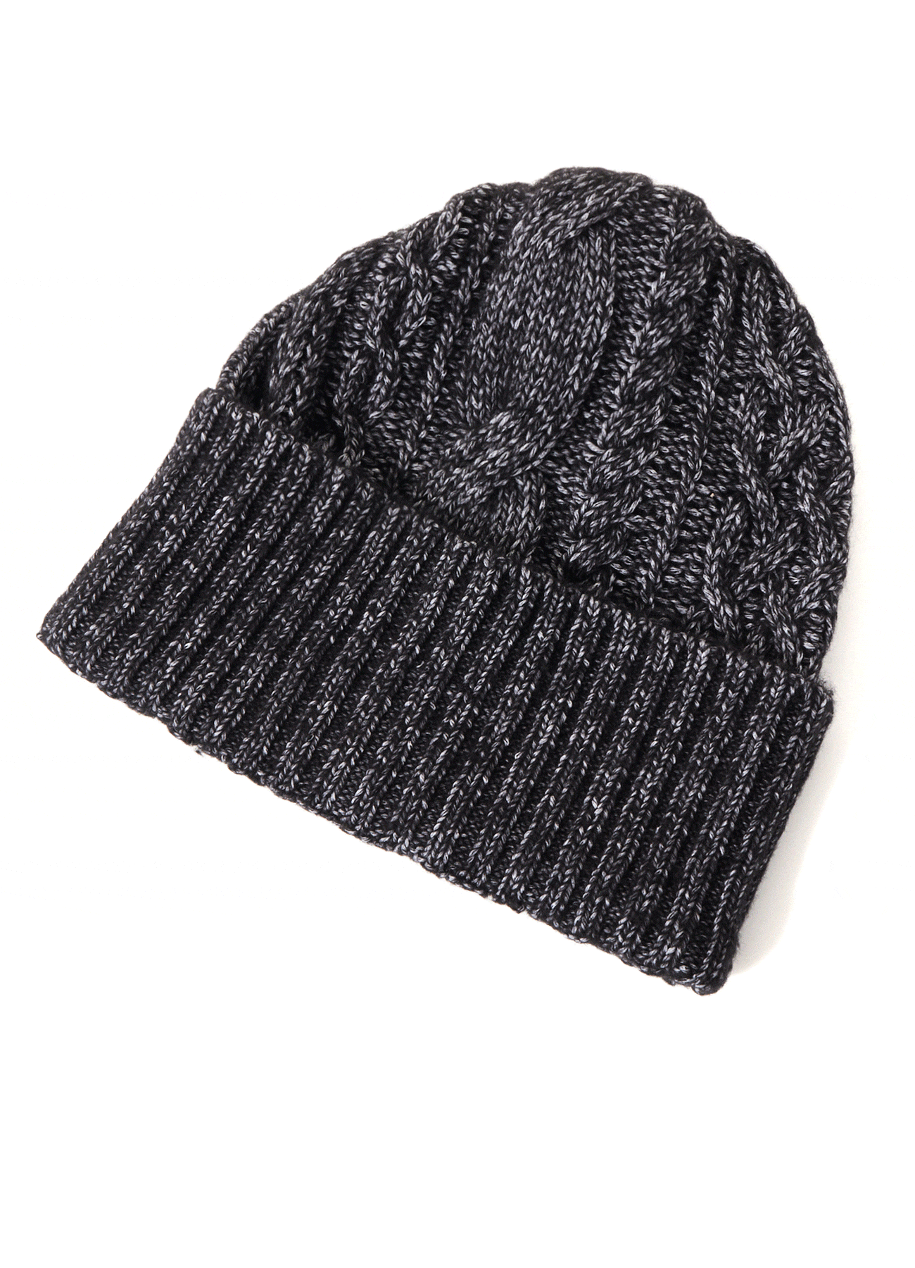 FLUFFY TUBE YARN CABLE KNIT CAP