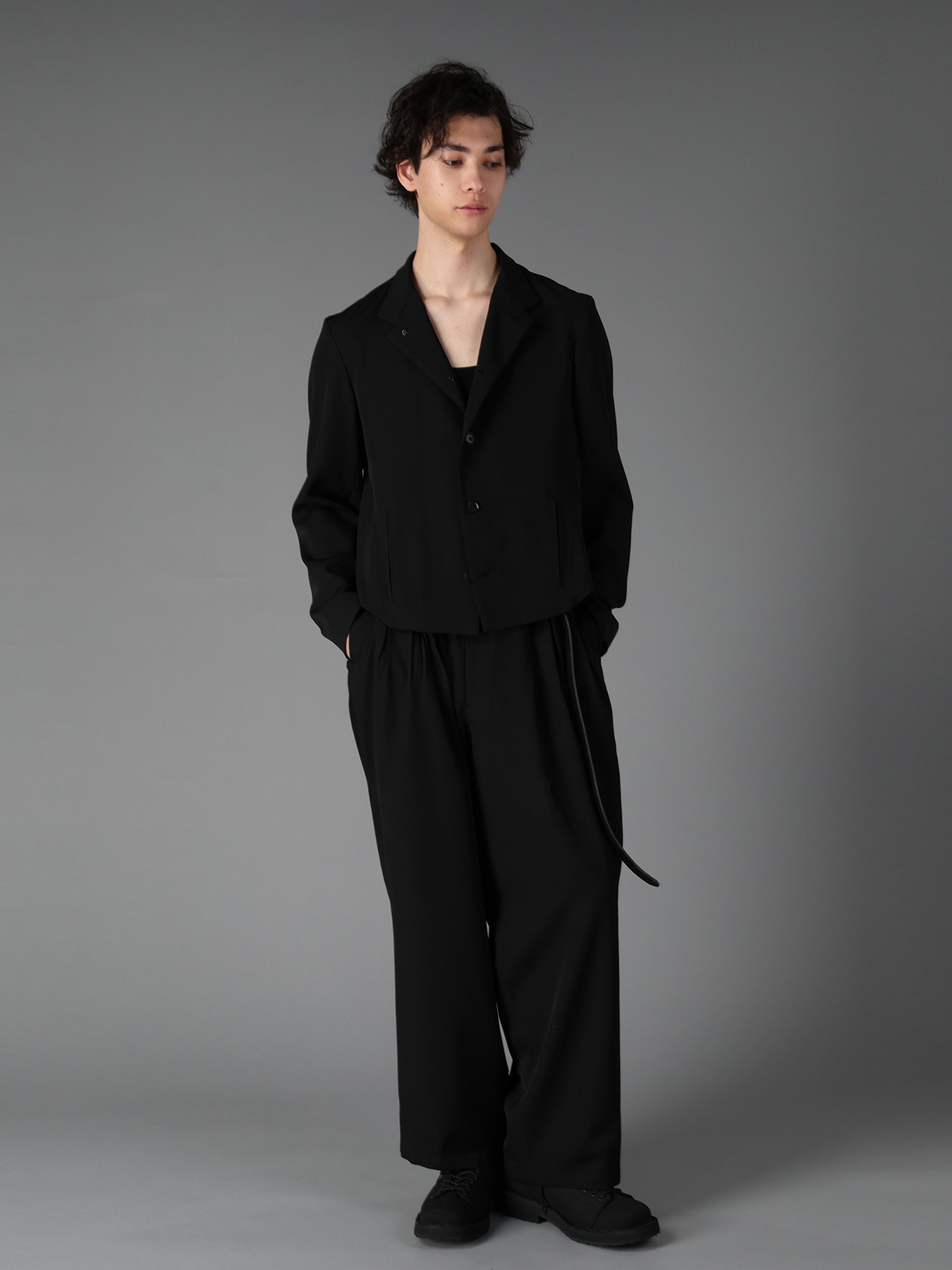 WOOL GABARDINE 12-TUCK PANTS