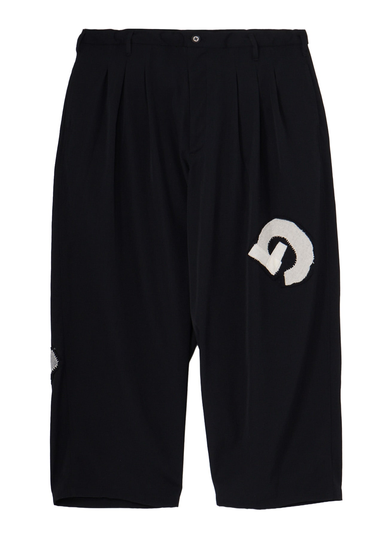 WOOL GABARDINE APPLIQUE 12 TUCK PANTS
