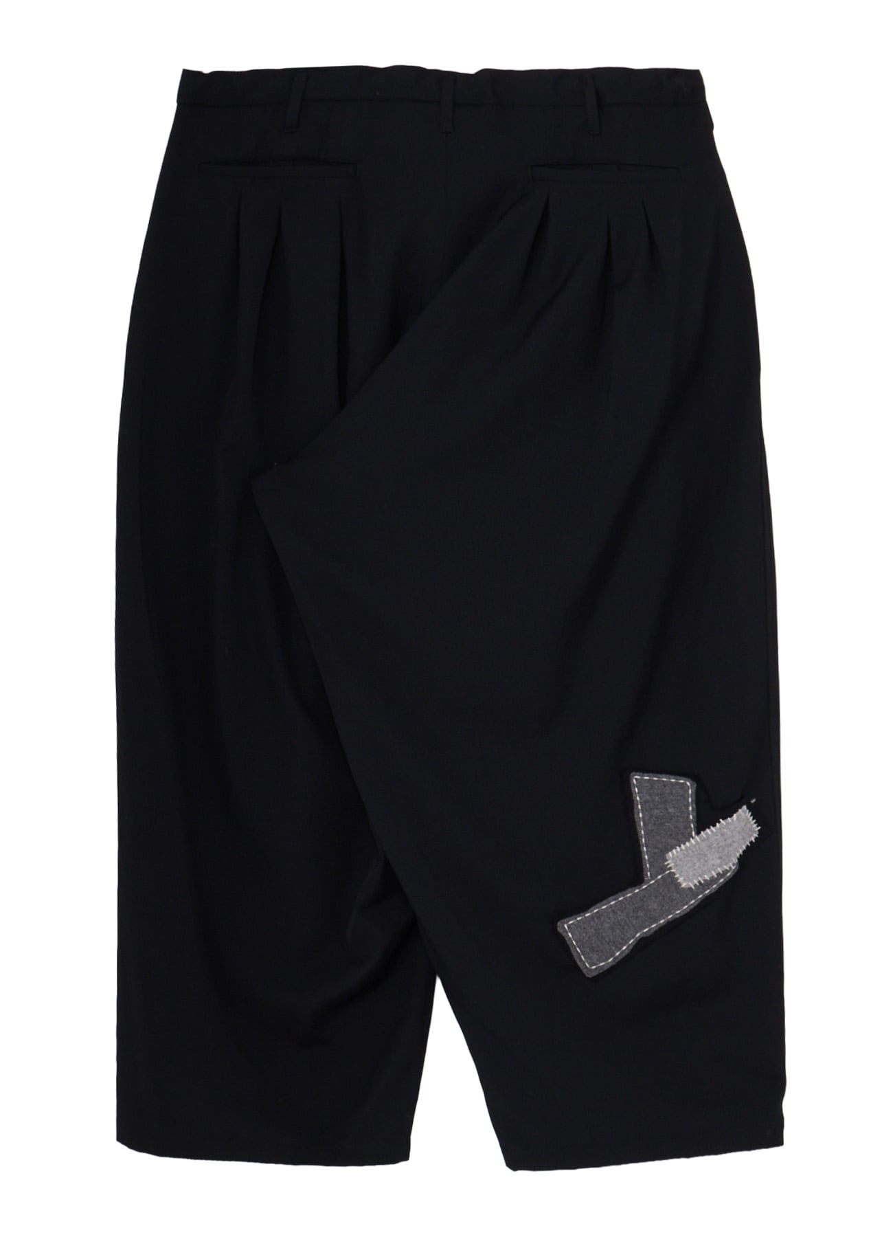 WOOL GABARDINE APPLIQUE 12 TUCK PANTS