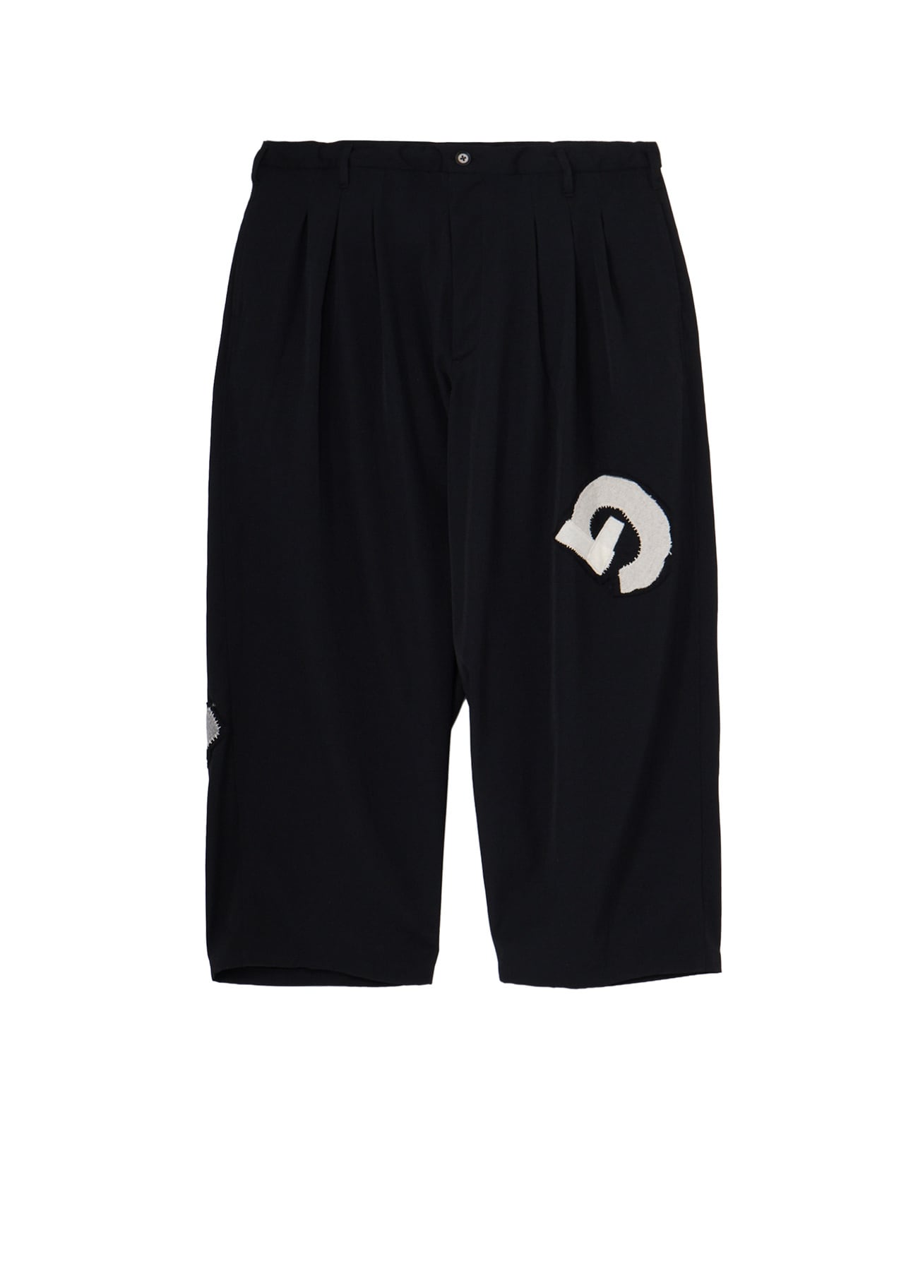 WOOL GABARDINE APPLIQUE 12 TUCK PANTS